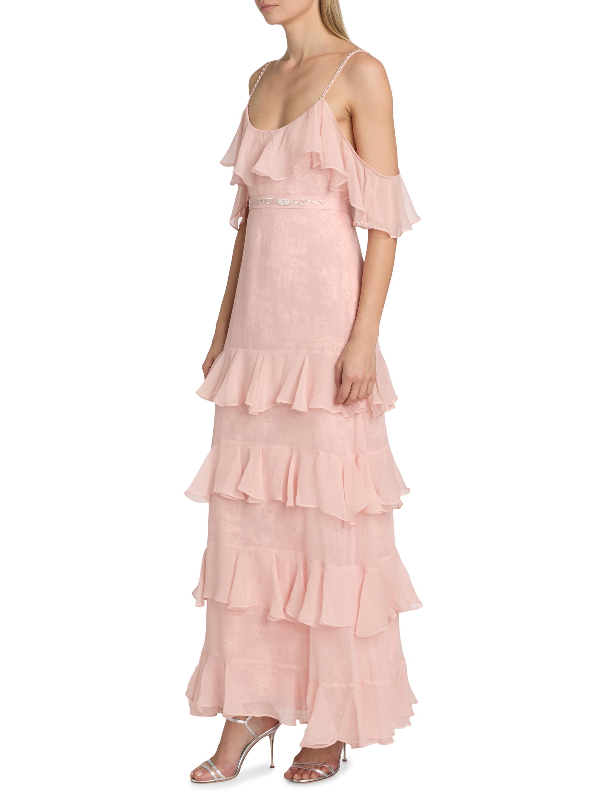 LoveShackFancy Women's Laelia Rose-Print Ruffled Silk Maxi Dress - Pale Mauve | Thumbnail 4