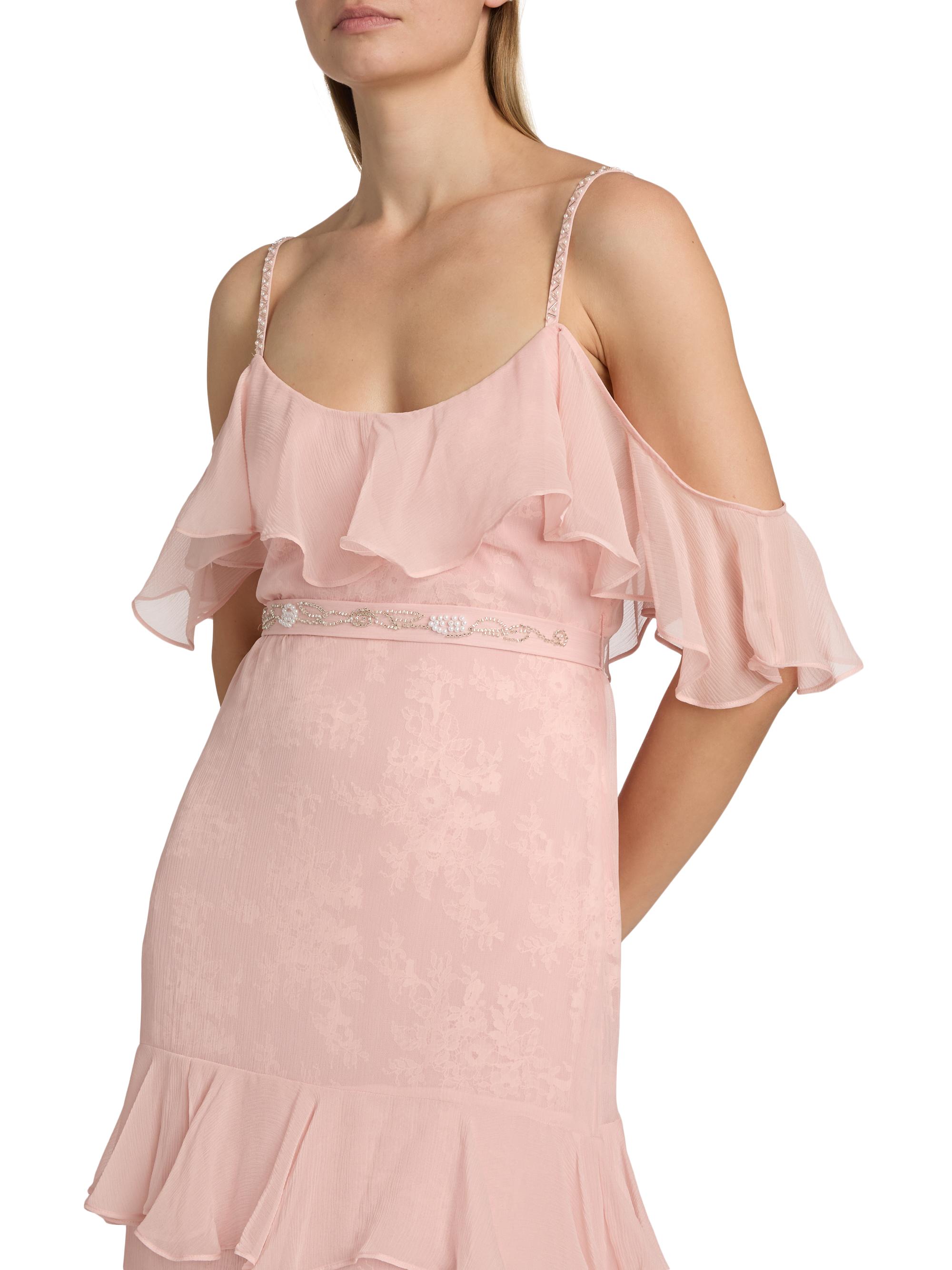 LoveShackFancy Women's Laelia Rose-Print Ruffled Silk Maxi Dress - Pale Mauve | Thumbnail 6