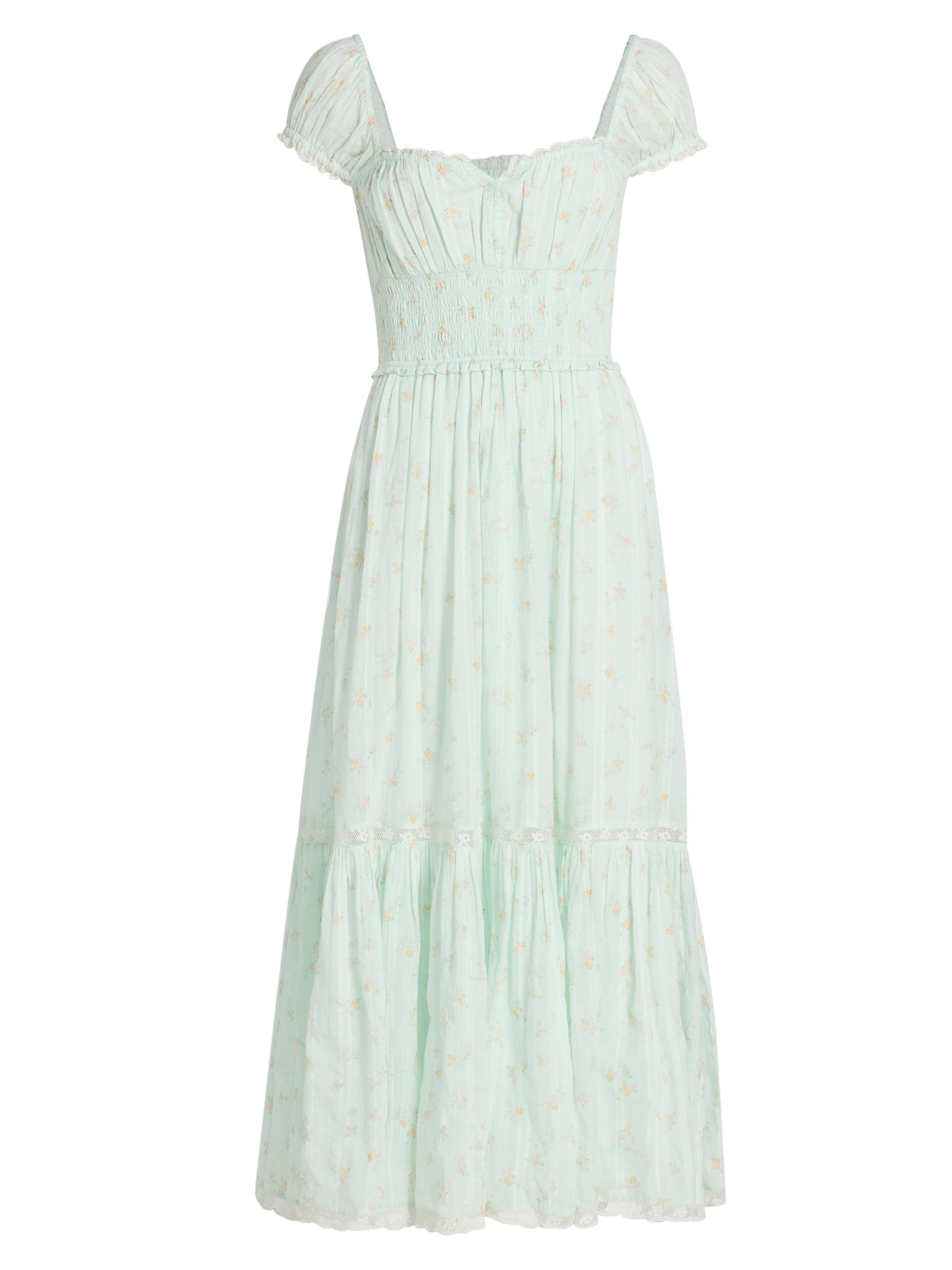 LoveShackFancy Women's Lyssara Floral Cotton A-Line Midi-Dress - Celadon Drift