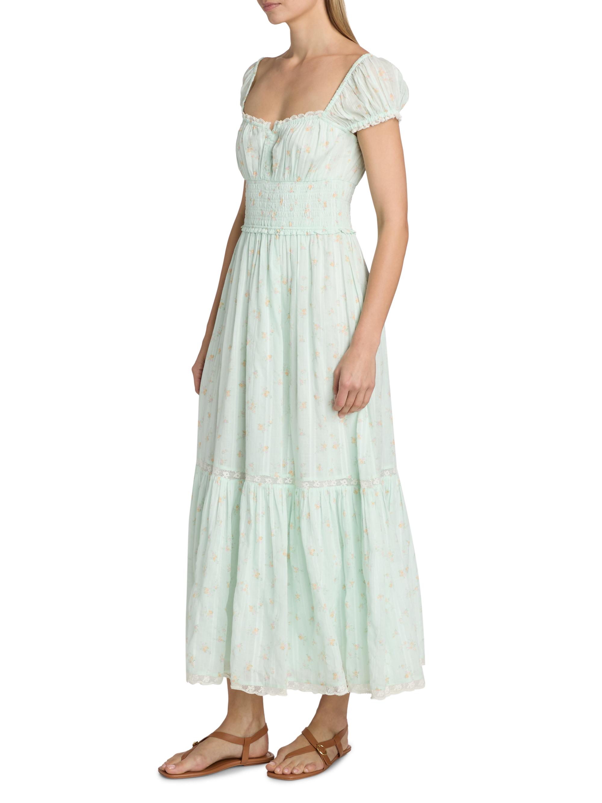 LoveShackFancy Women's Lyssara Floral Cotton A-Line Midi-Dress - Celadon Drift | Thumbnail 4