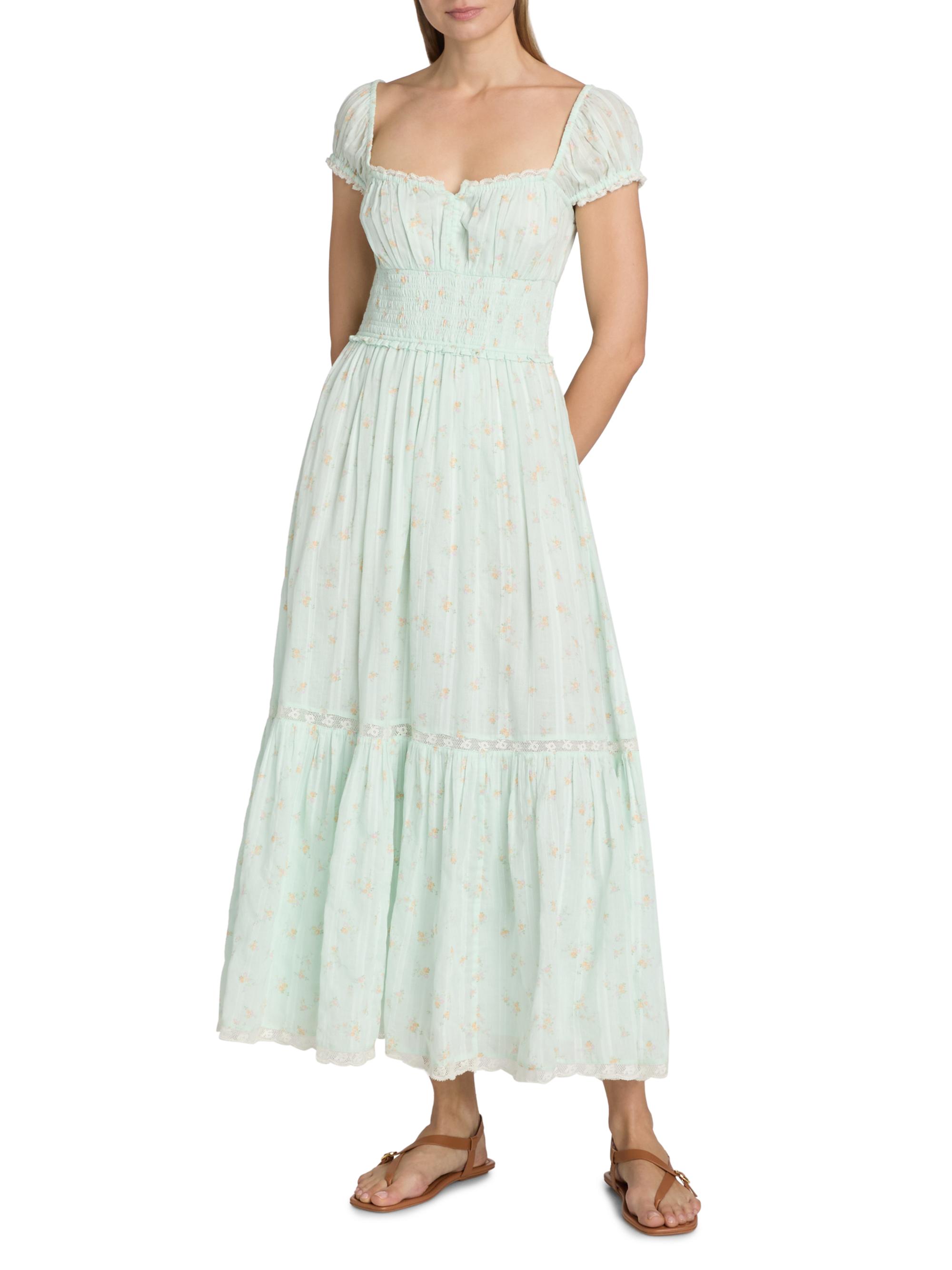LoveShackFancy Women's Lyssara Floral Cotton A-Line Midi-Dress - Celadon Drift | Thumbnail 2
