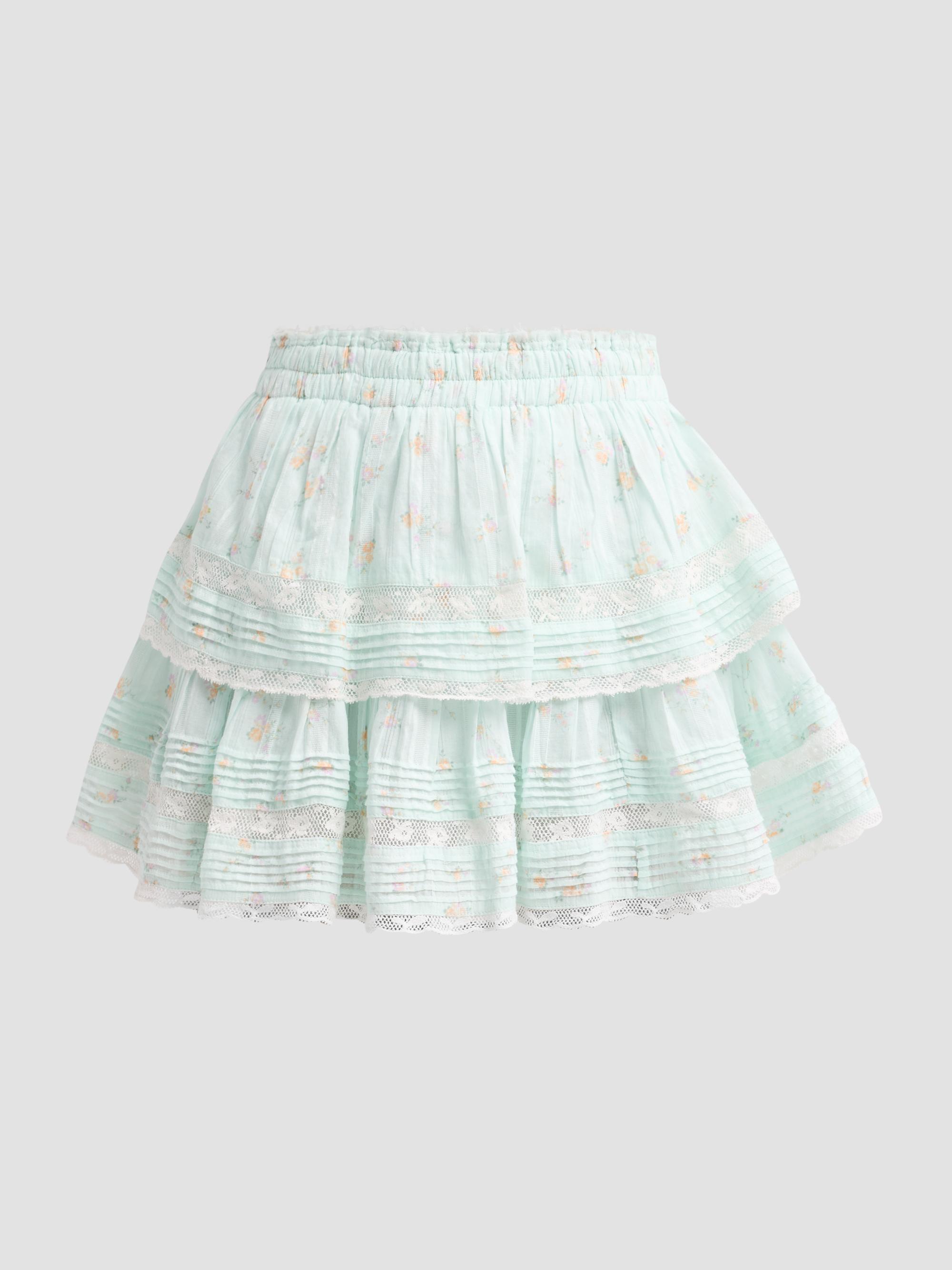 LoveShackFancy Women's Floral Ruffle Mini Skirt - Celadon Drift | Thumbnail 6