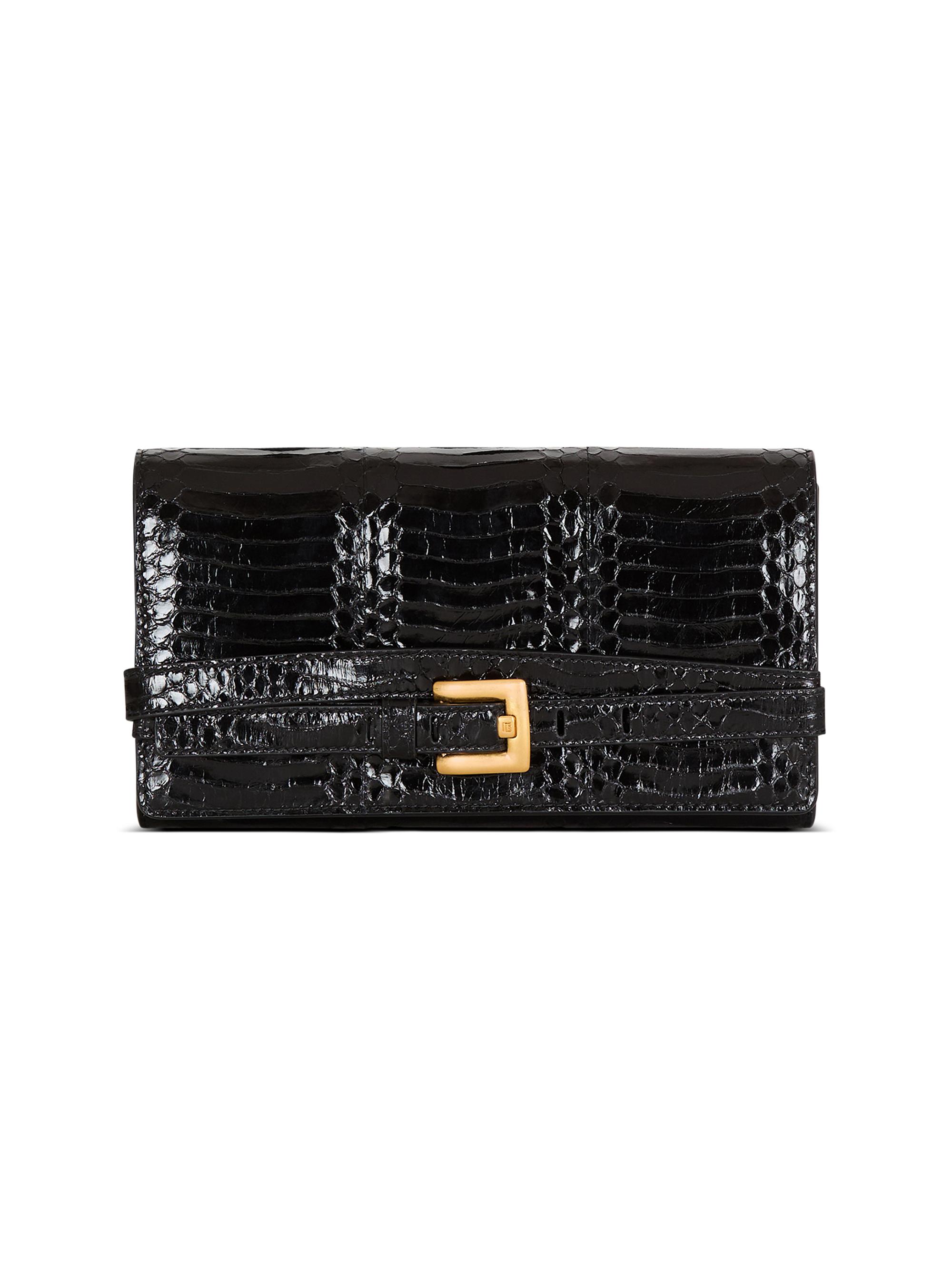Balmain Women's Shuffle Snakeskin-Embossed Wallet-On-Chain - Noir - Women's Bags
