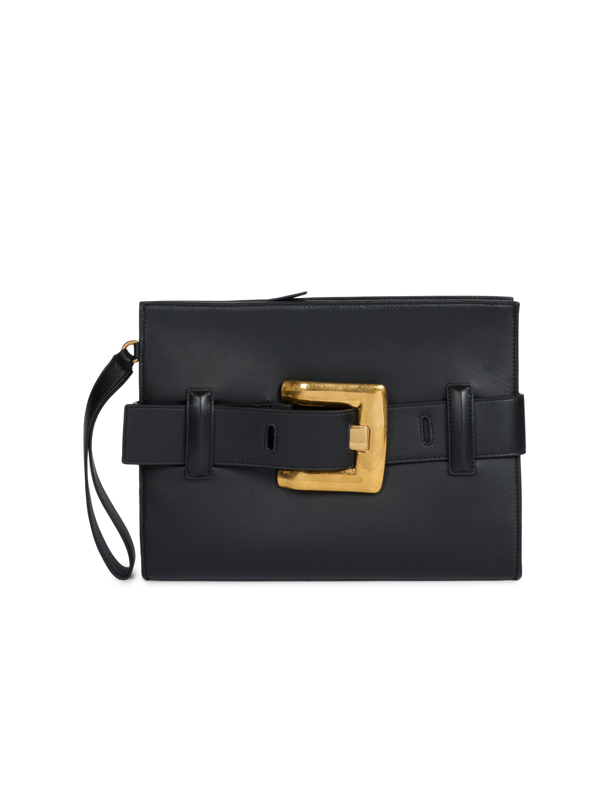 Balmain Women's Anthem Leather Zip Pouch - Noir