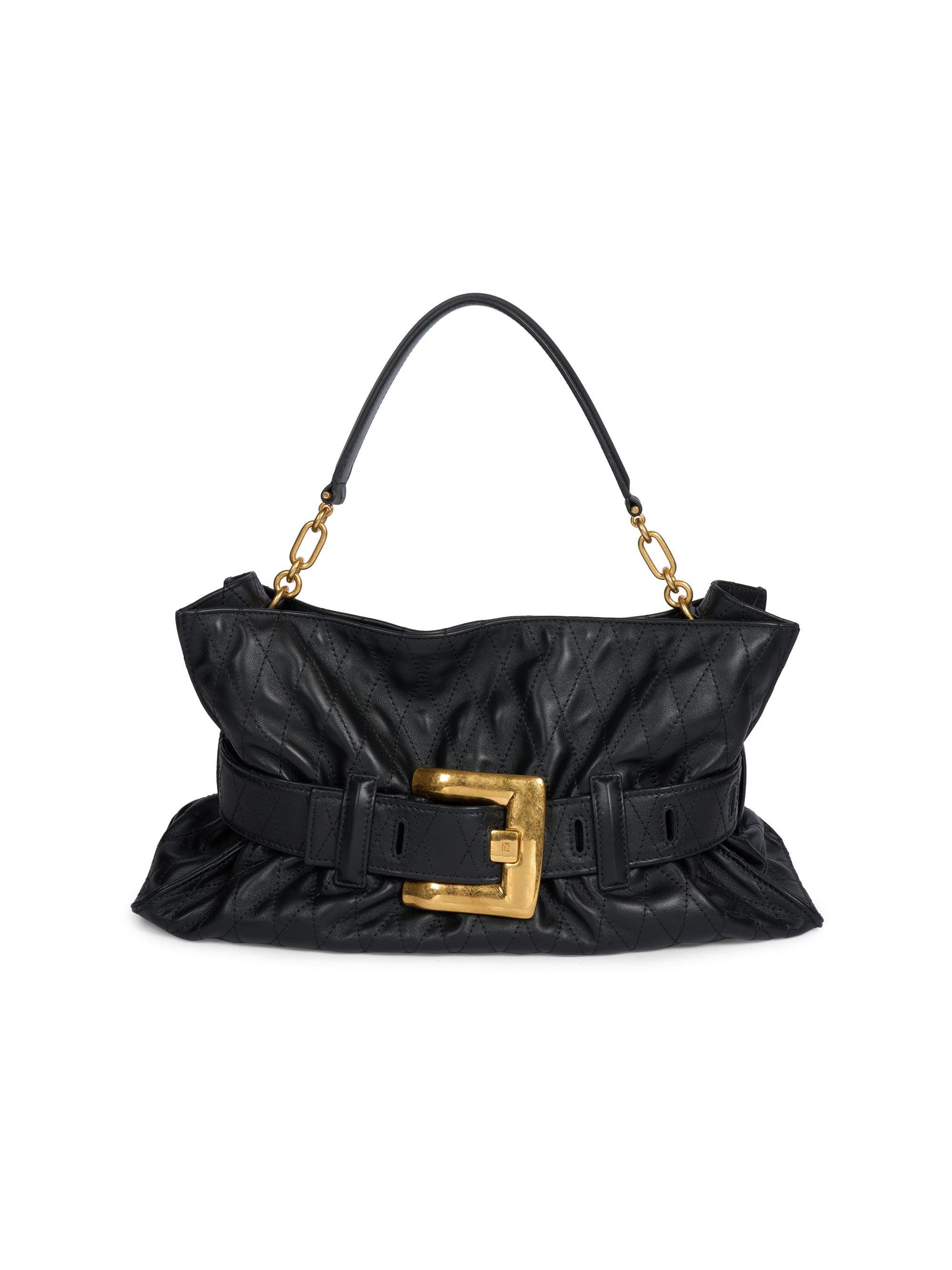 Balmain Women's Anthem  Quilted Leather Shoulder Bag - Noir