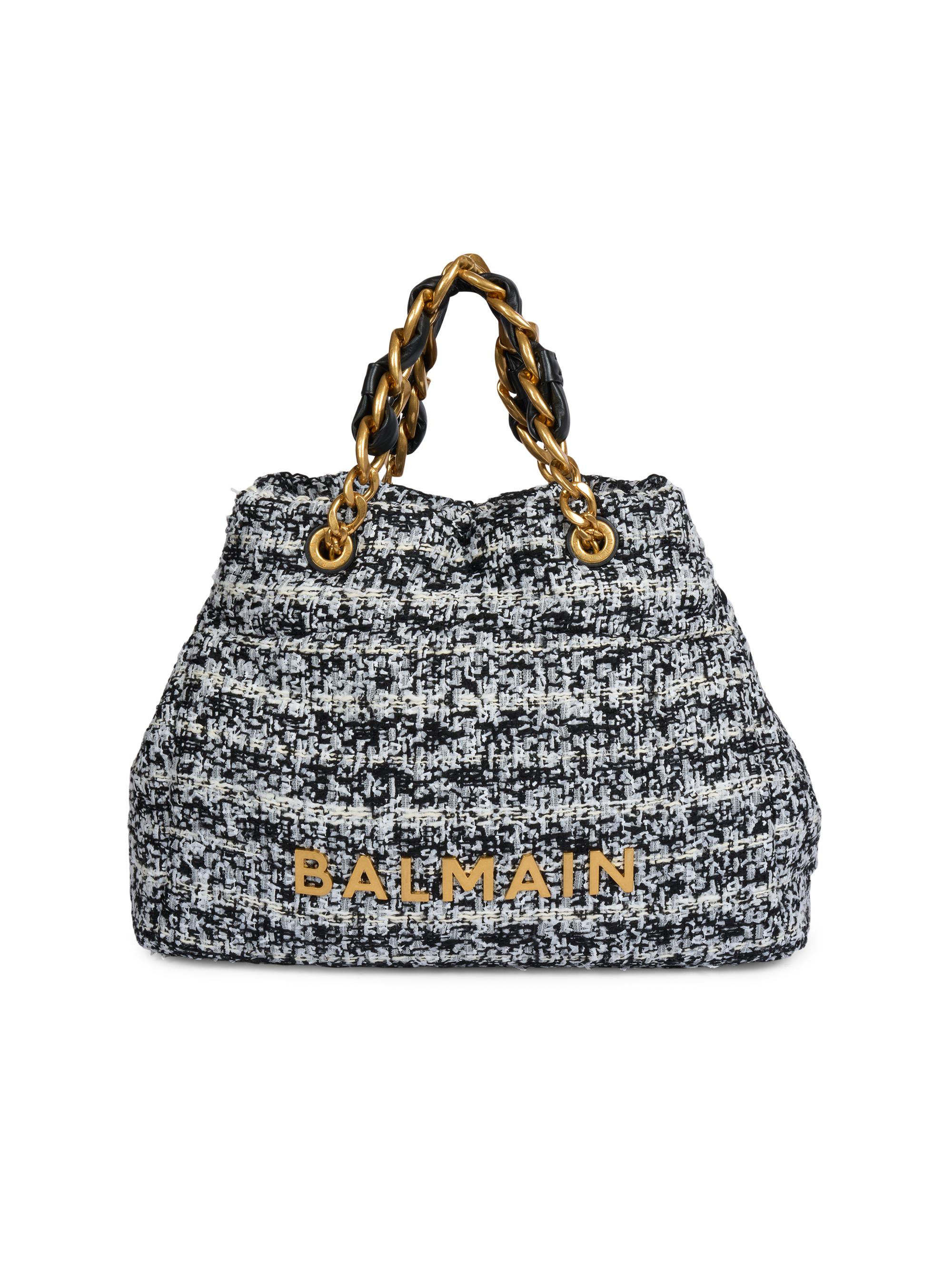 Balmain Women's 1945 Soft Cabas-Tweed Tote Bag - Noir Blanc