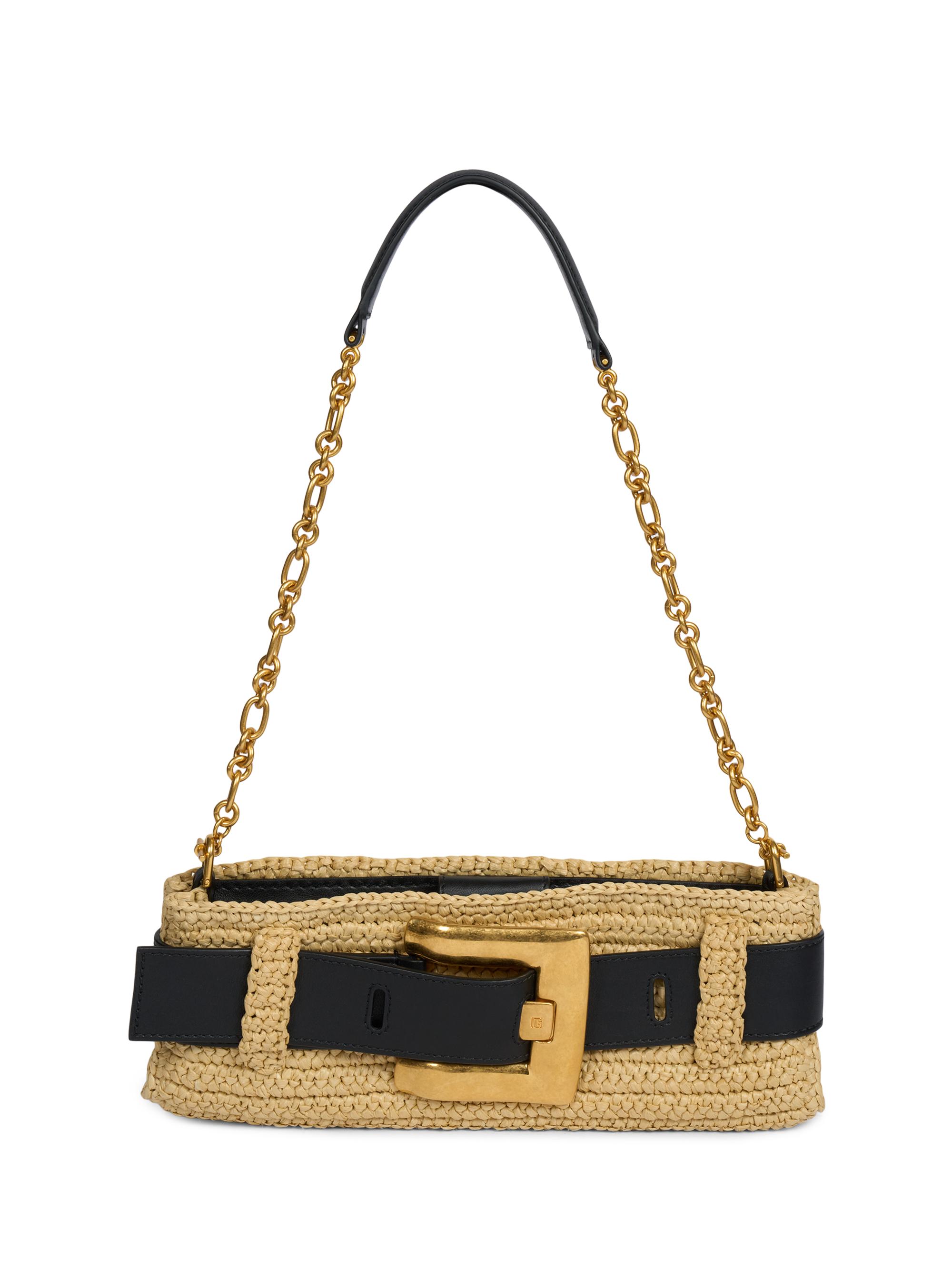 Balmain Women's Anthem Straw Mini Clutch - Naturel Noir - Women's Bags