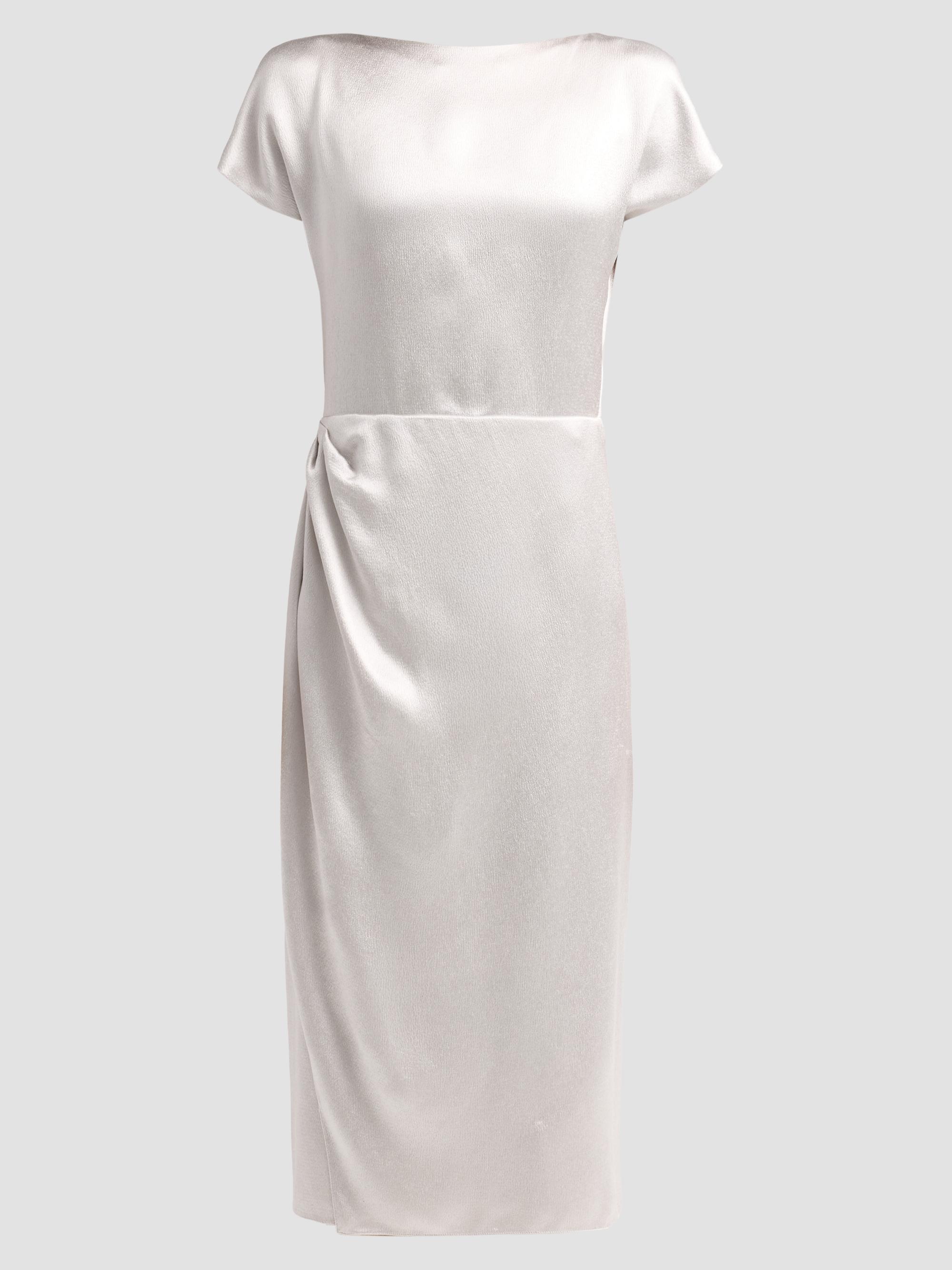 Giorgio Armani Women's Draped Satin Sheath Midi Dress - Antarctica | Thumbnail 6