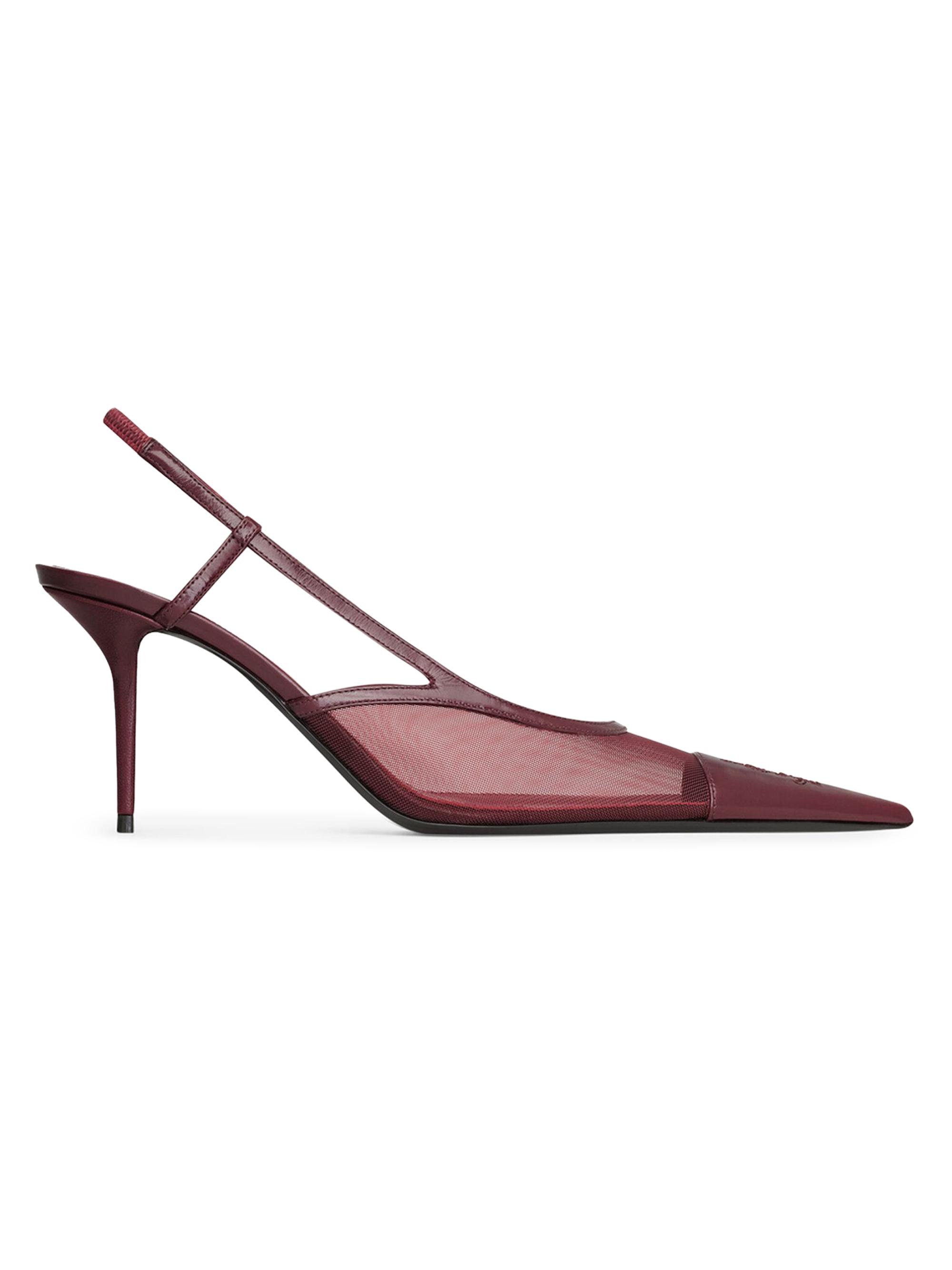 Saint Laurent Women's Renée Slingback Pumps in Mesh - Vintage Bordeaux - Women's Shoes