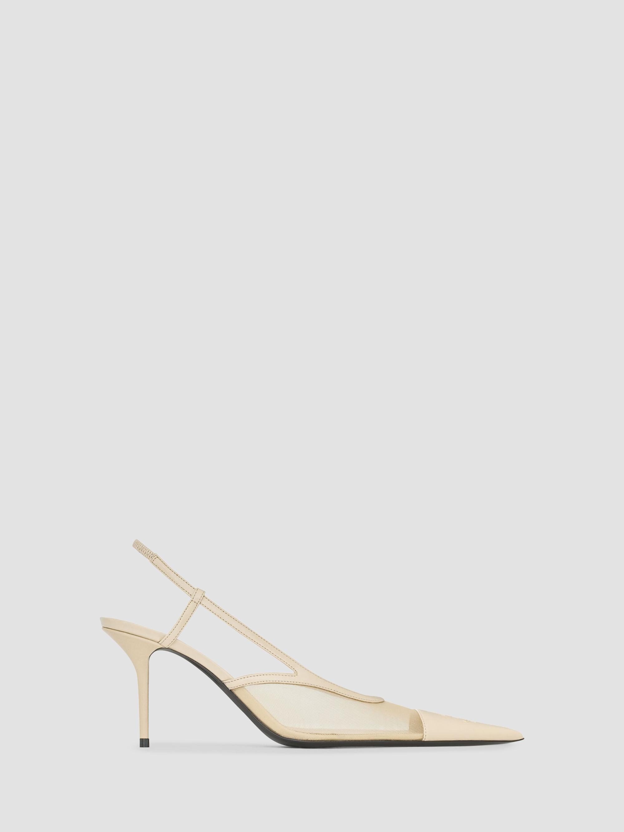 Saint Laurent Women's Renée Slingback Pumps in Mesh - White | Thumbnail 6