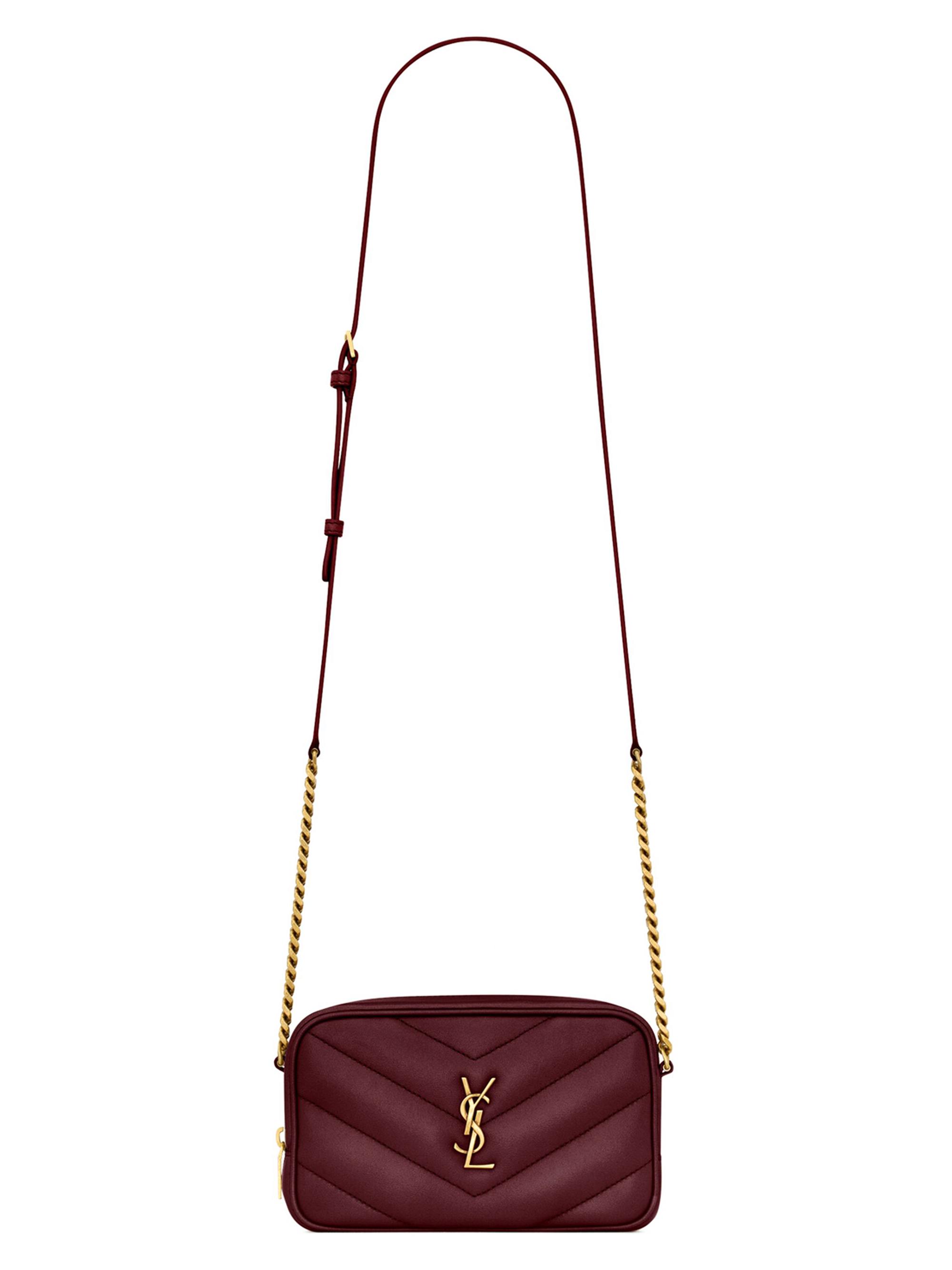 Saint Laurent Women's Lambskin Loulou Mini Crossbody Bag - Rouge Cabernet