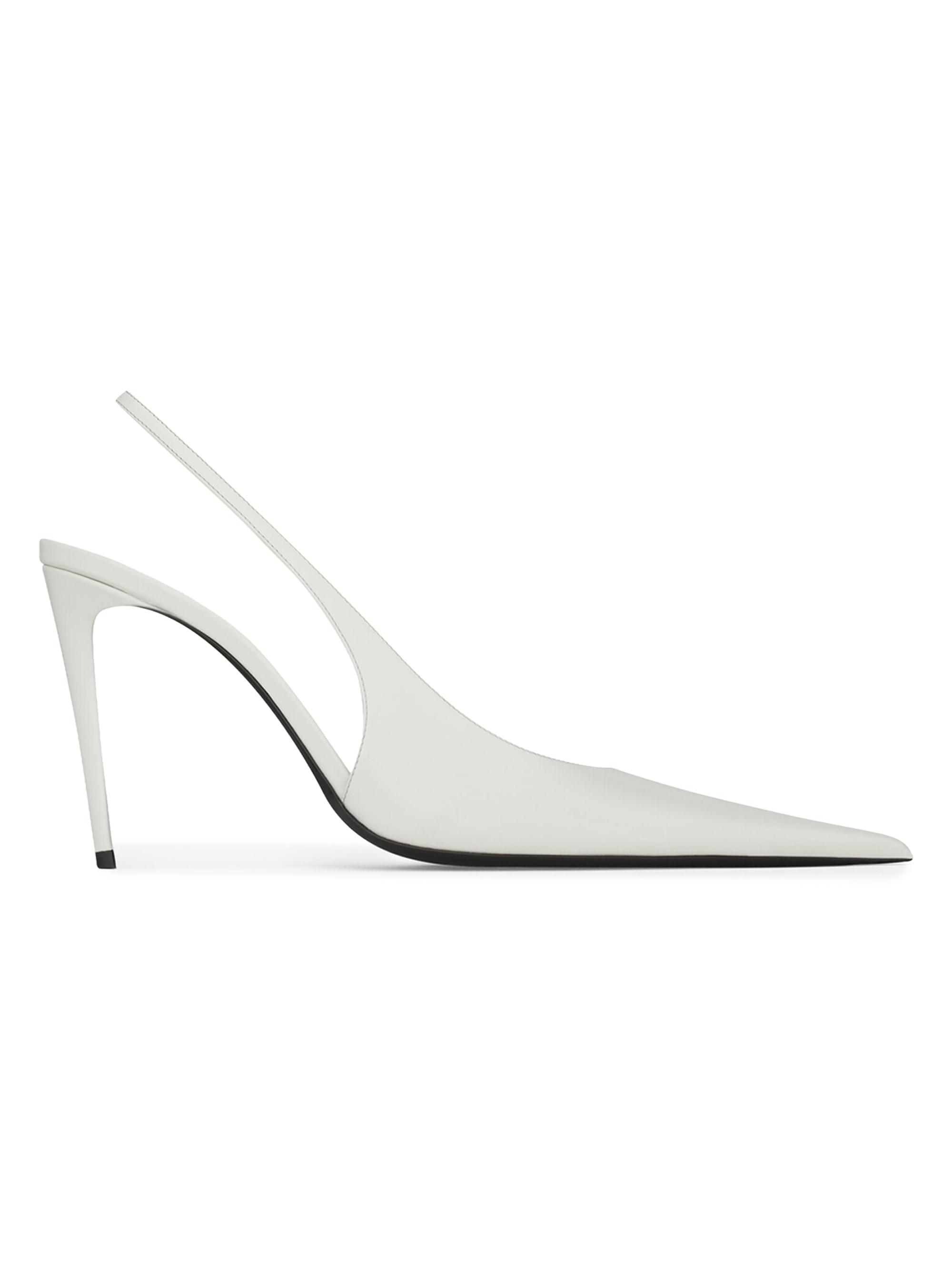 Saint Laurent Women's Guermantes Slingback Pumps in Patent Leather - White - Women's Shoes