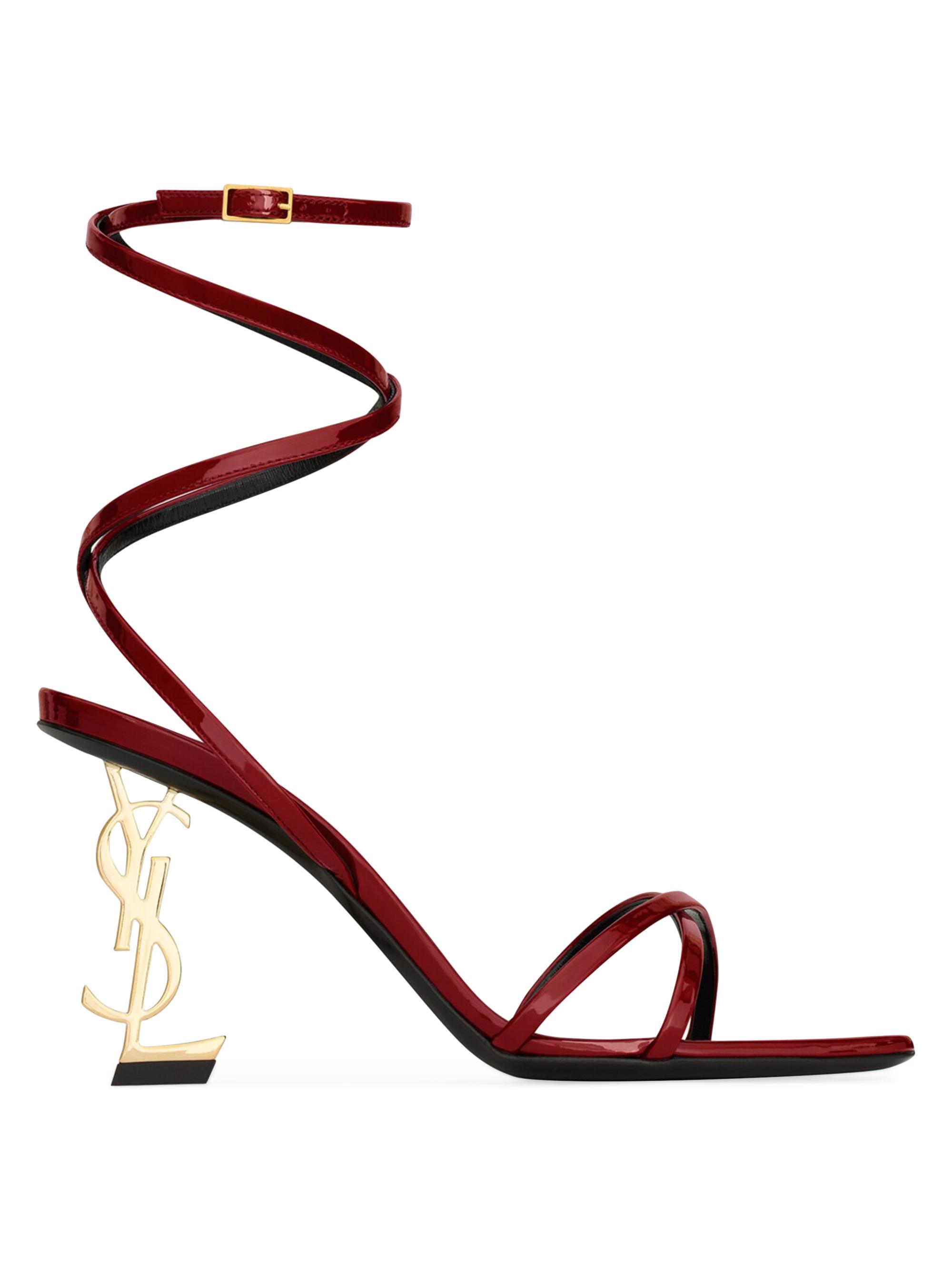 Saint Laurent Women's Opyum Sandals in Patent Leather - Dark Barolo