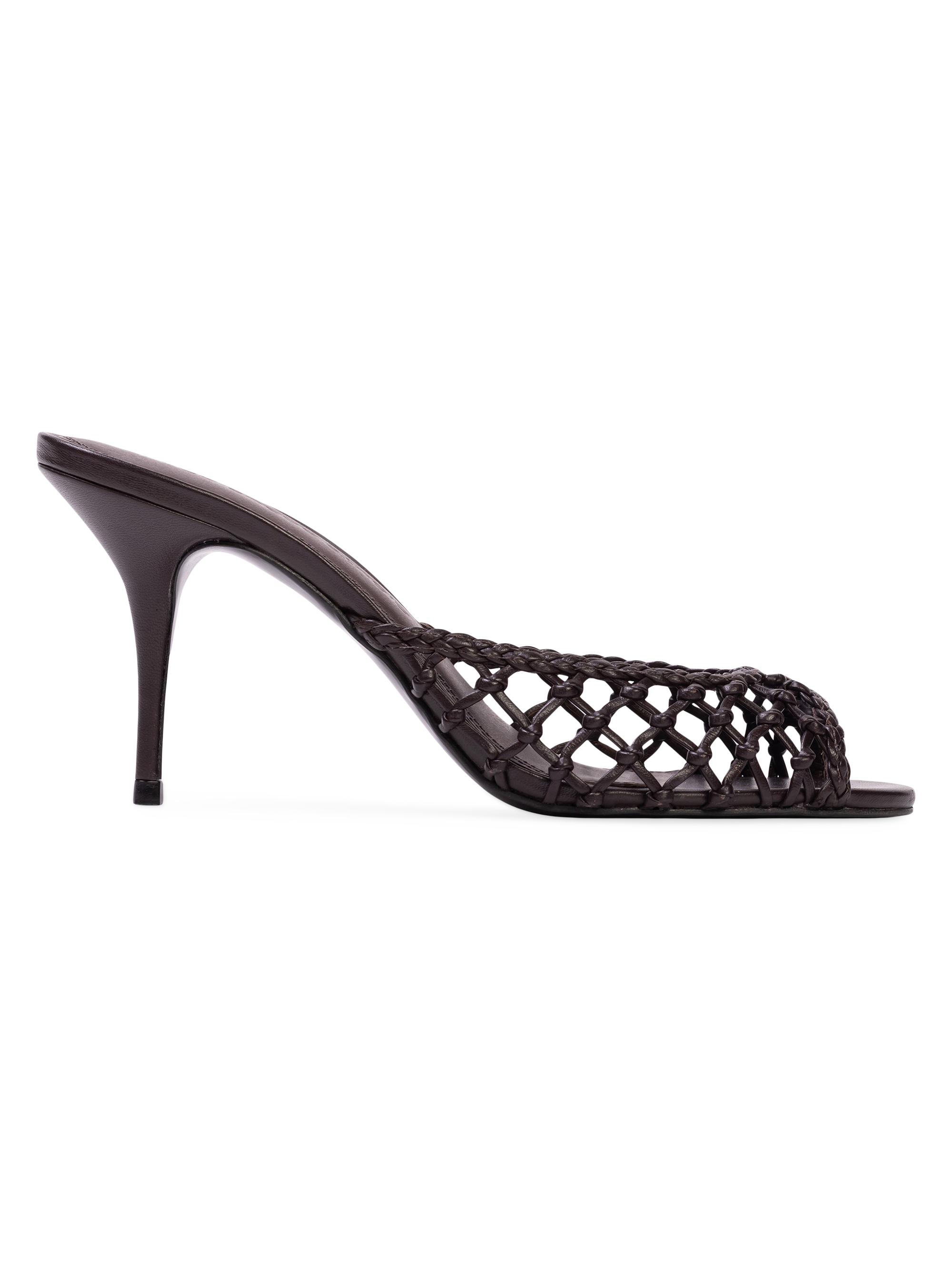 Black Suede Studio Women's Peach 80MM Mules - Black Coffee Leather