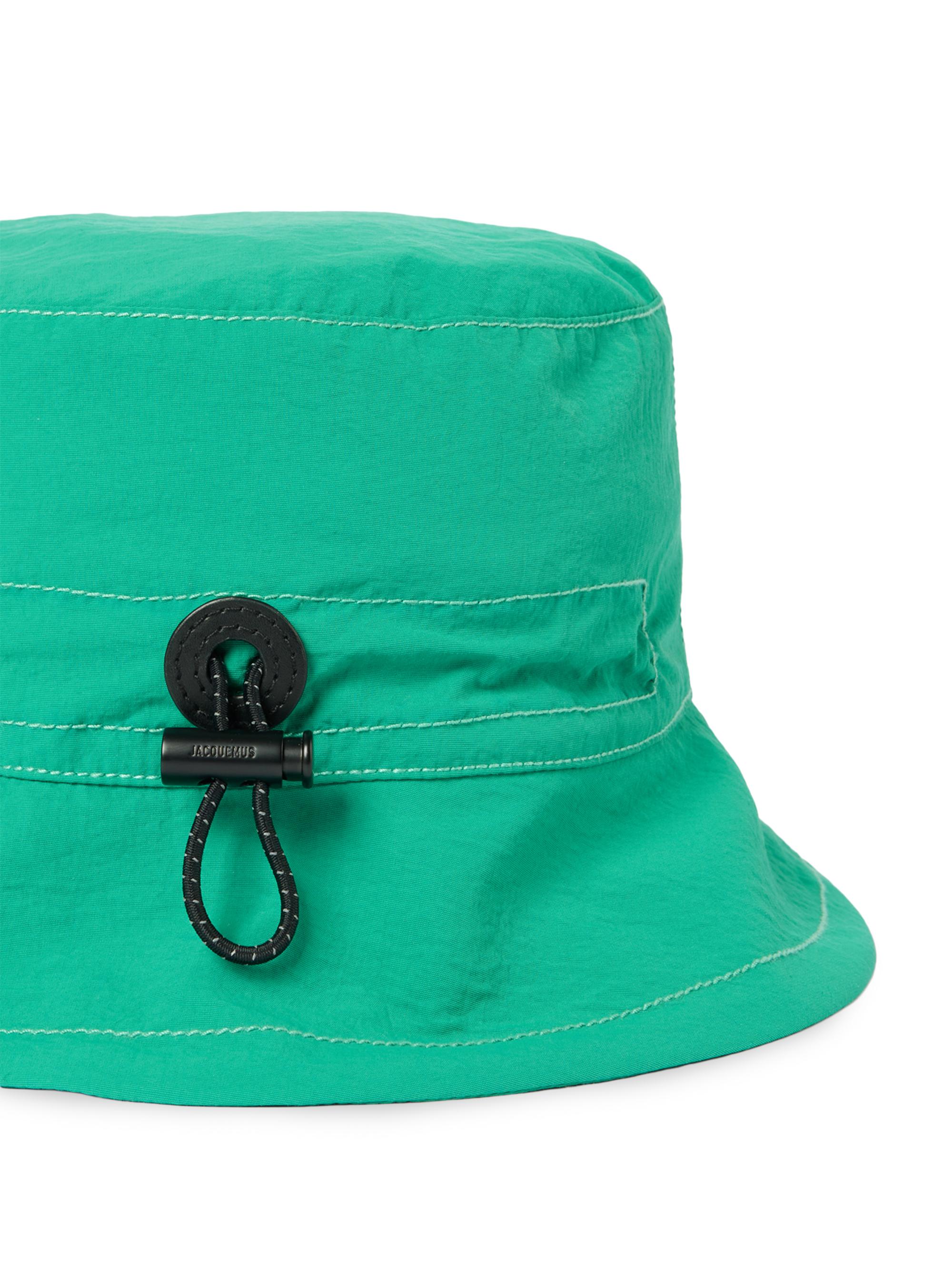 Jacquemus Men's Drawcord Nylon Bucket Hat - Green | Thumbnail 2