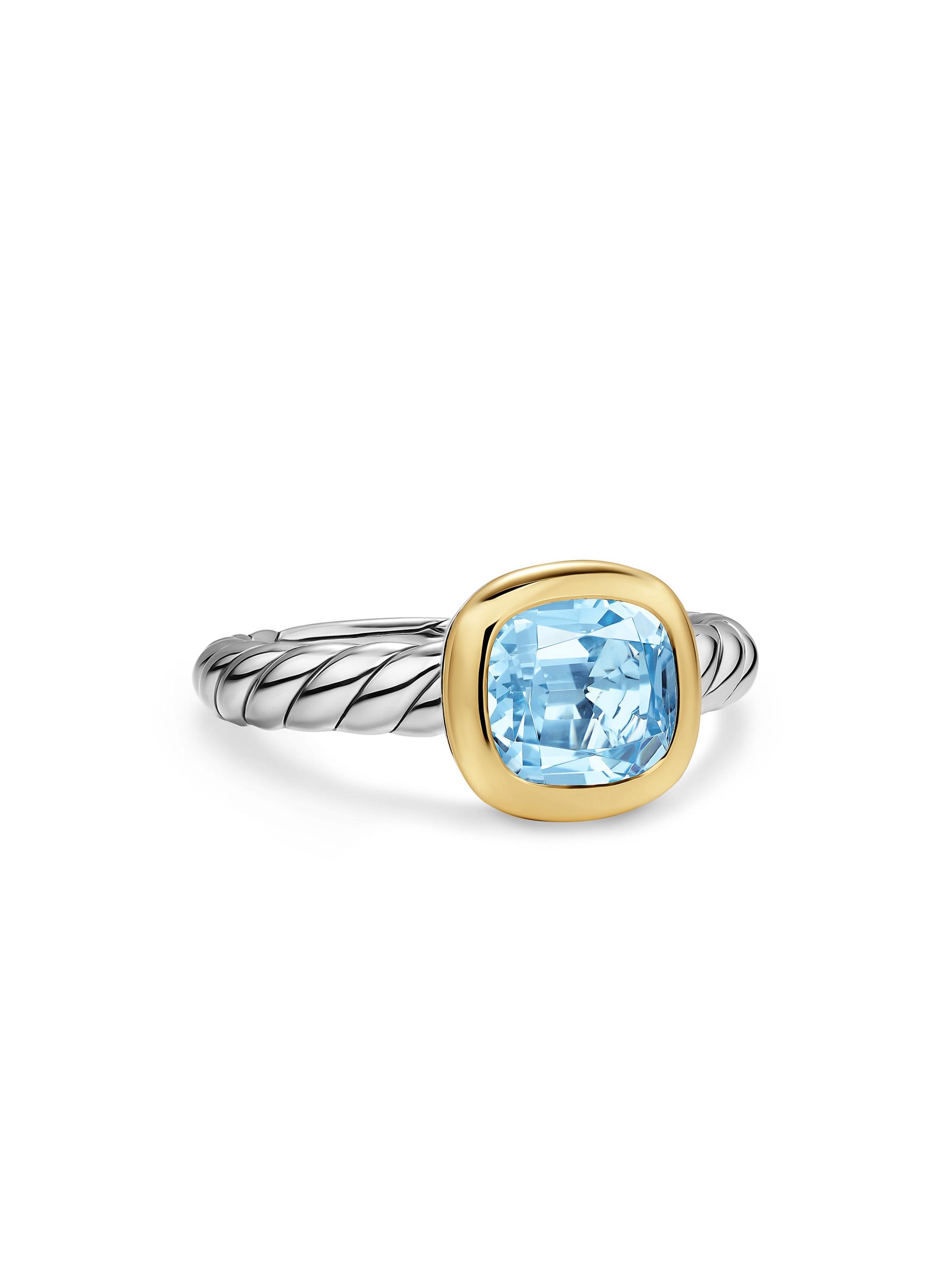 David Yurman Women's DY Mercer Color Stone Ring in Sterling Silver - Sky Blue Topaz