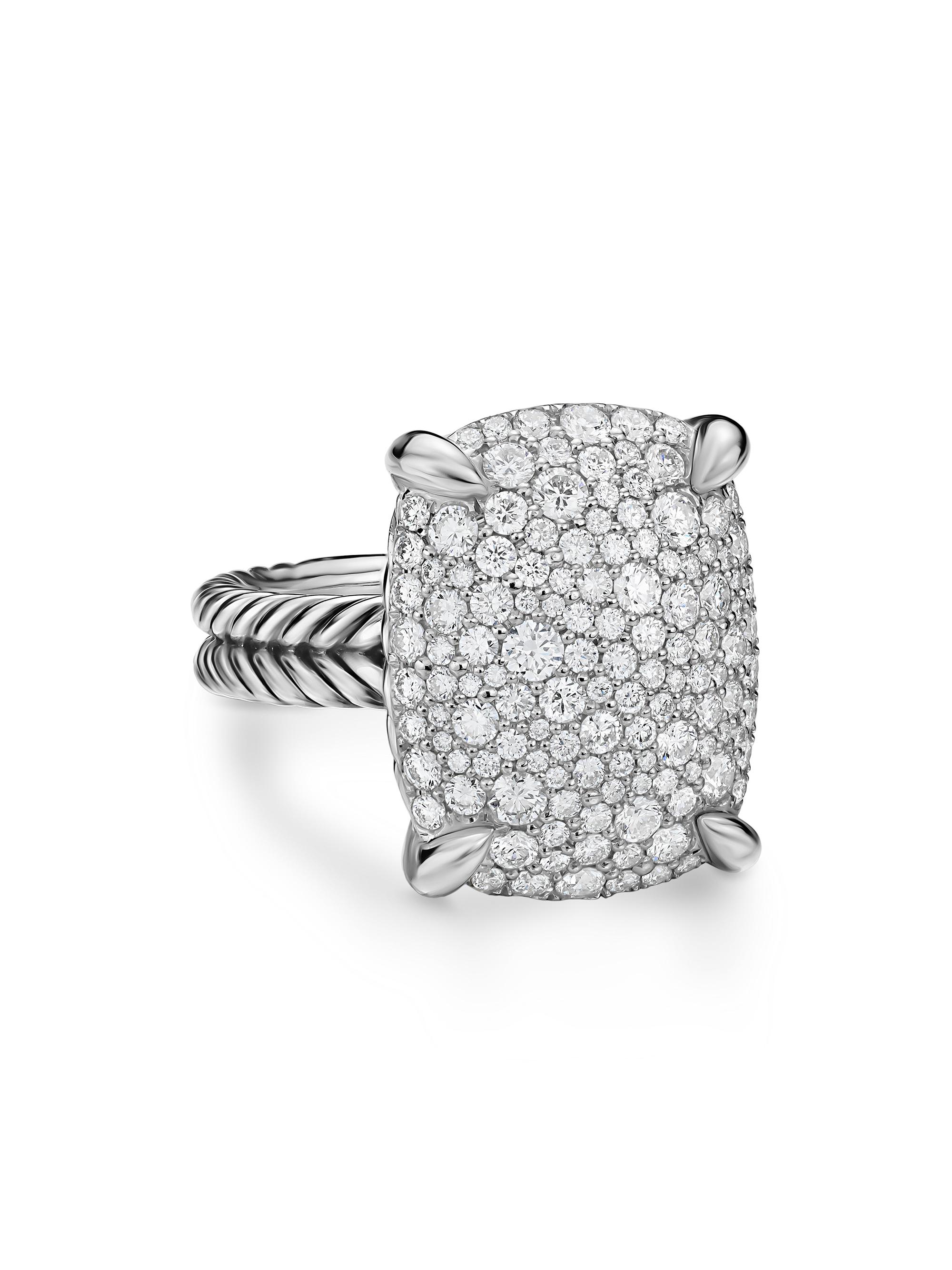 David Yurman Women's Chatelaine Elongated Ring in Sterling Silver - Diamond