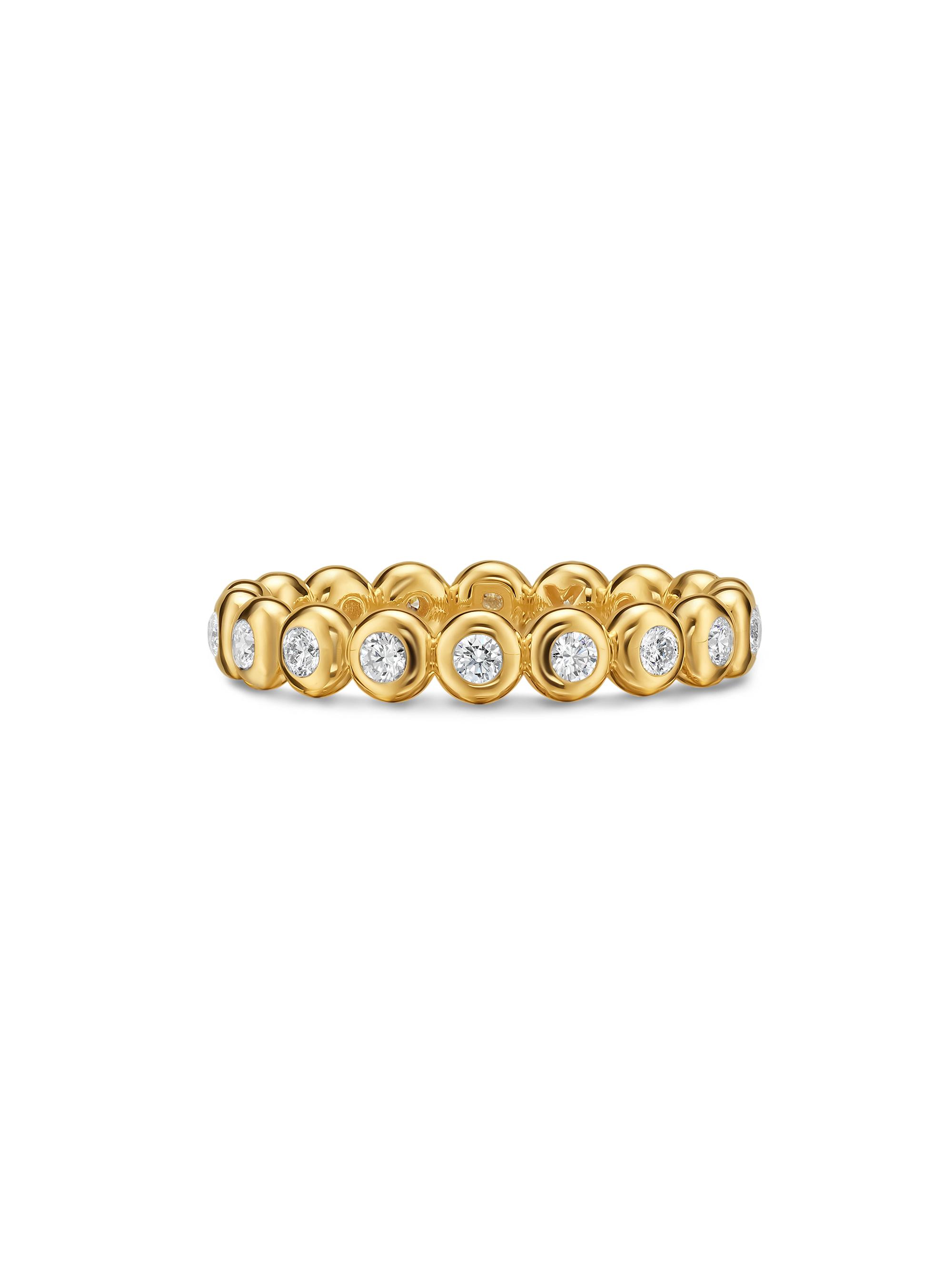 David Yurman Women's Bezel Set Band Ring in 18K Yellow Gold - Gold Diamond