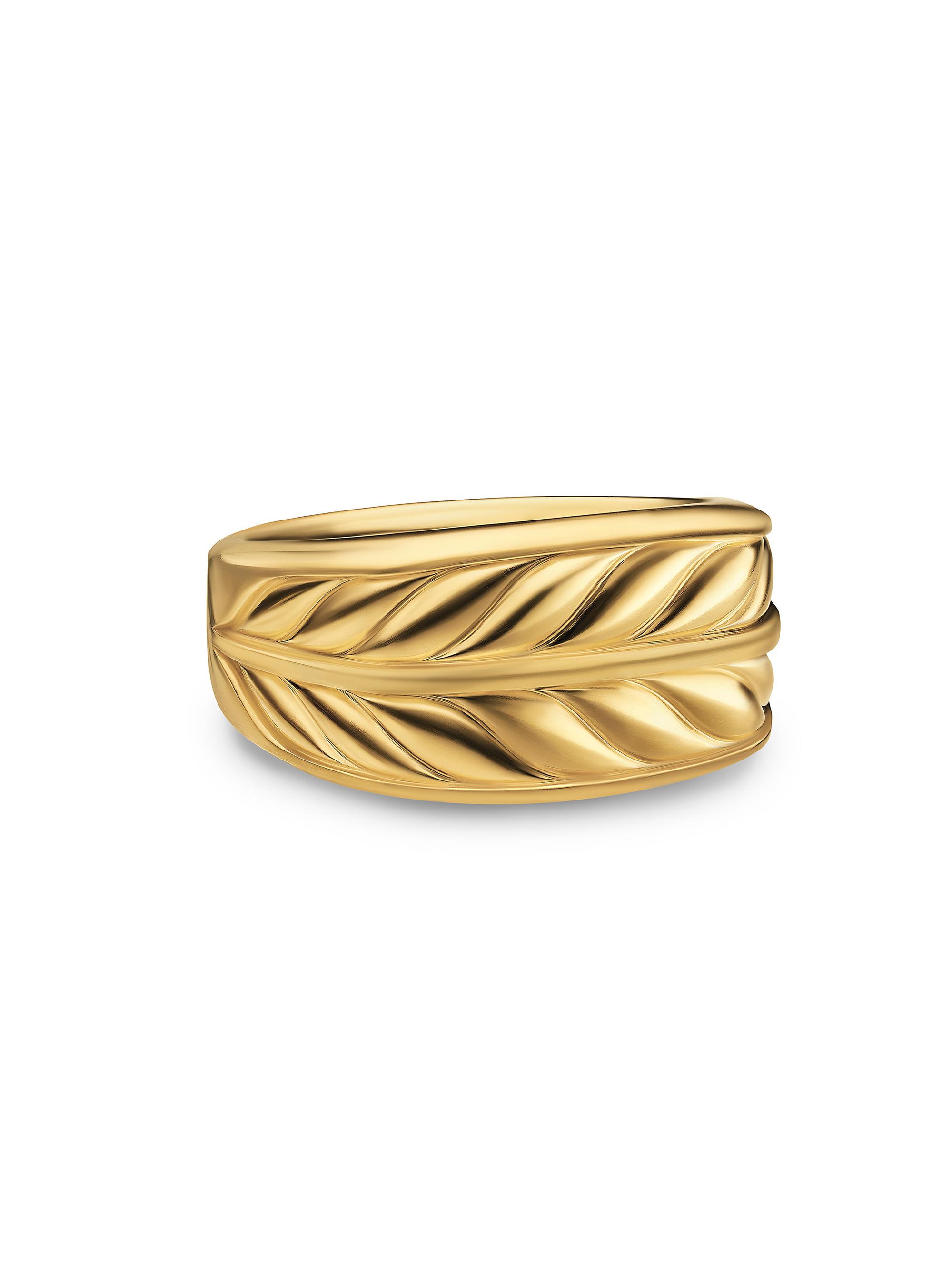 David Yurman Men's Chevron Three Sided Signet Ring in 18K Yellow Gold, MM - Gold