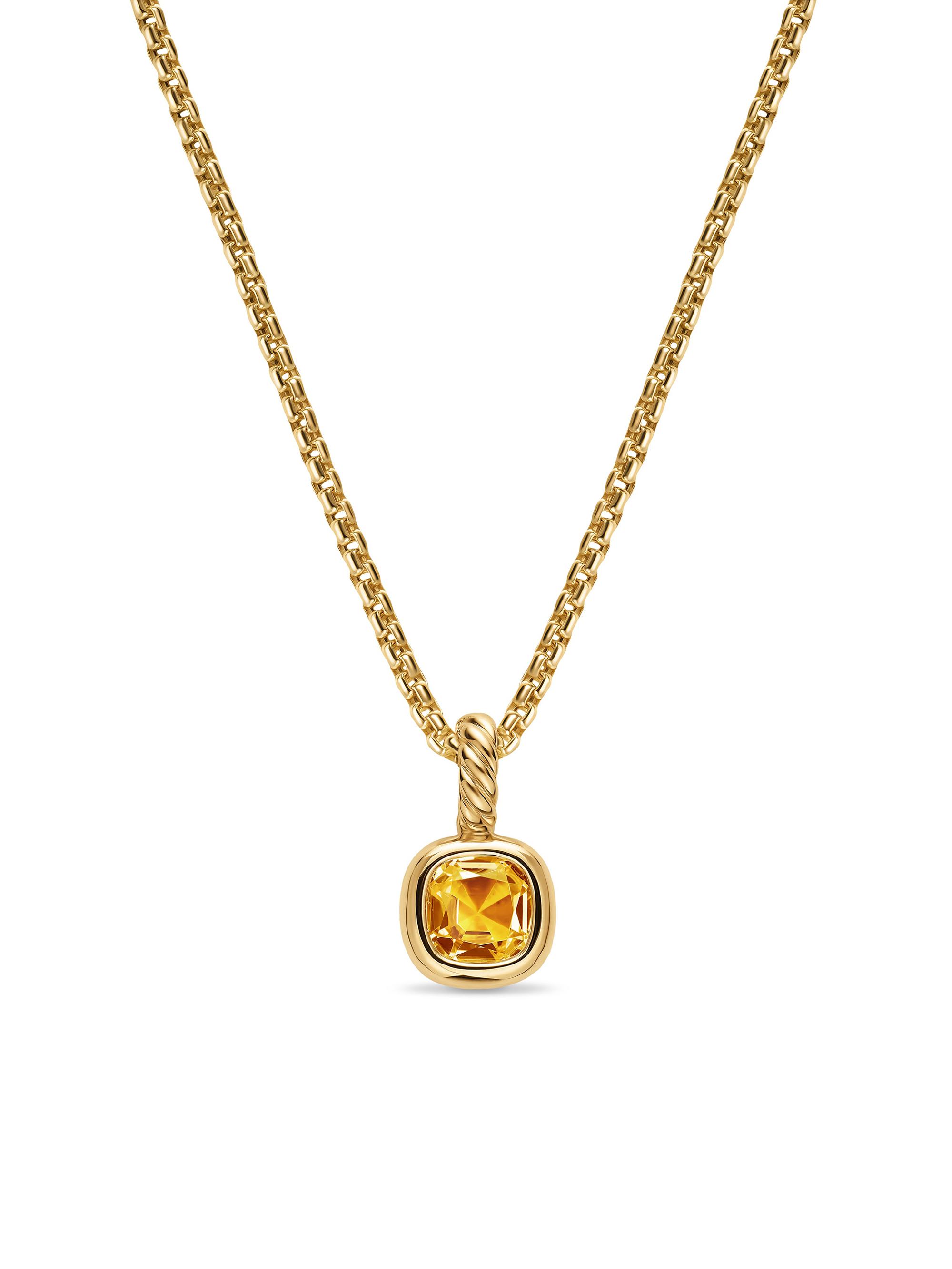 David Yurman Women's Mini Cushion Cut Amulet in 18K Yellow Gold - Citrine