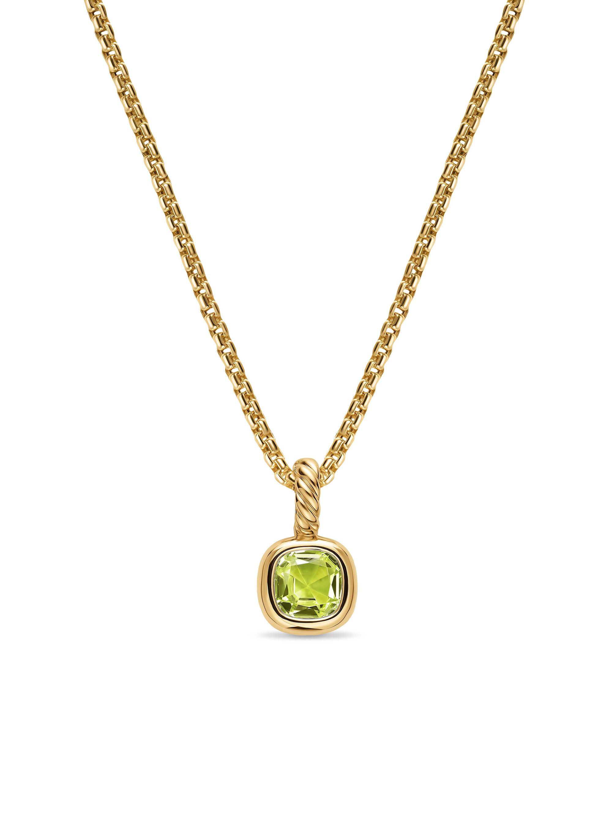 David Yurman Women's Mini Cushion Cut Amulet in 18K Yellow Gold - Peridot
