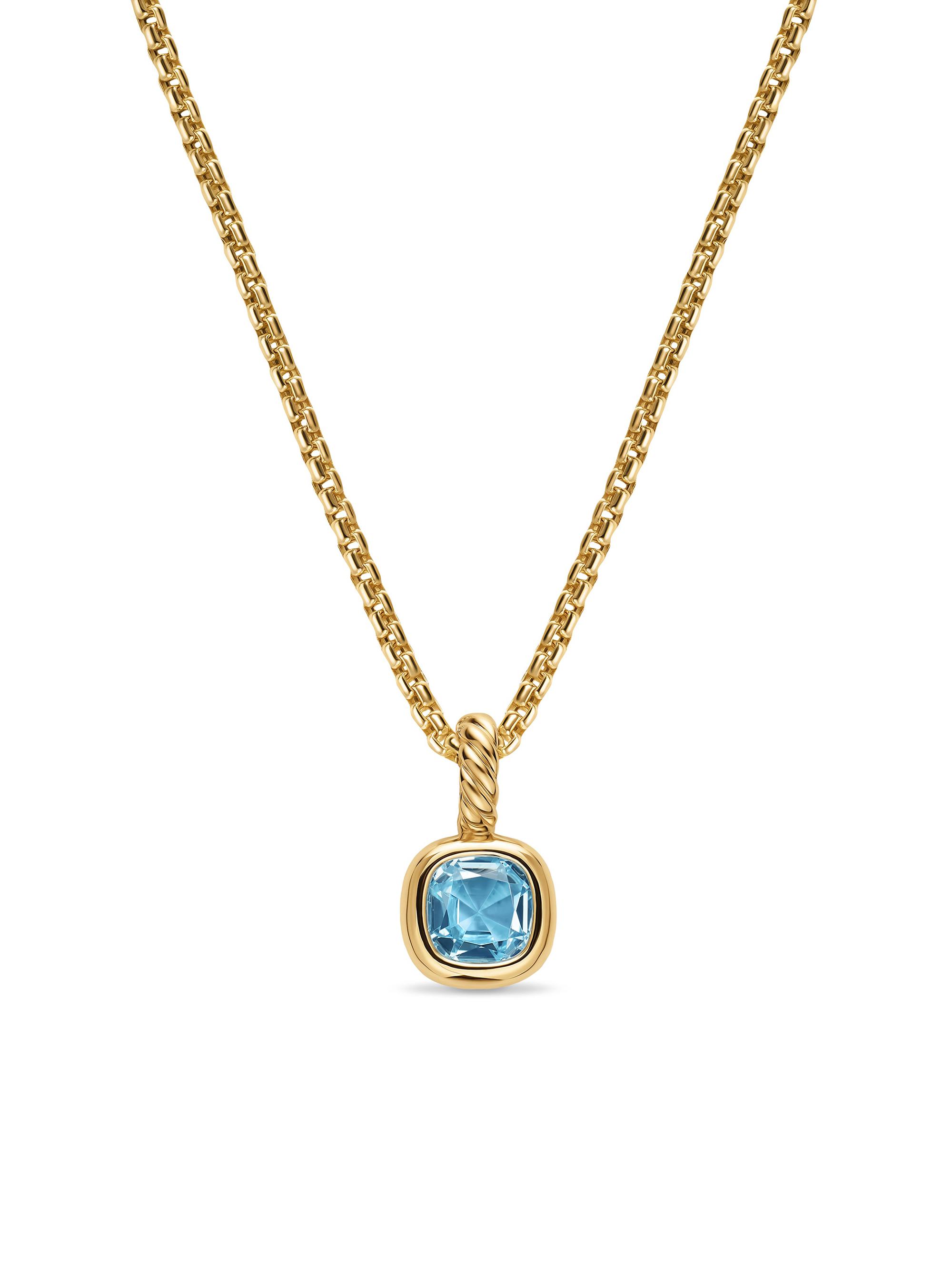 David Yurman Women's Mini Cushion Cut Amulet in 18K Yellow Gold - Sky Blue Topaz