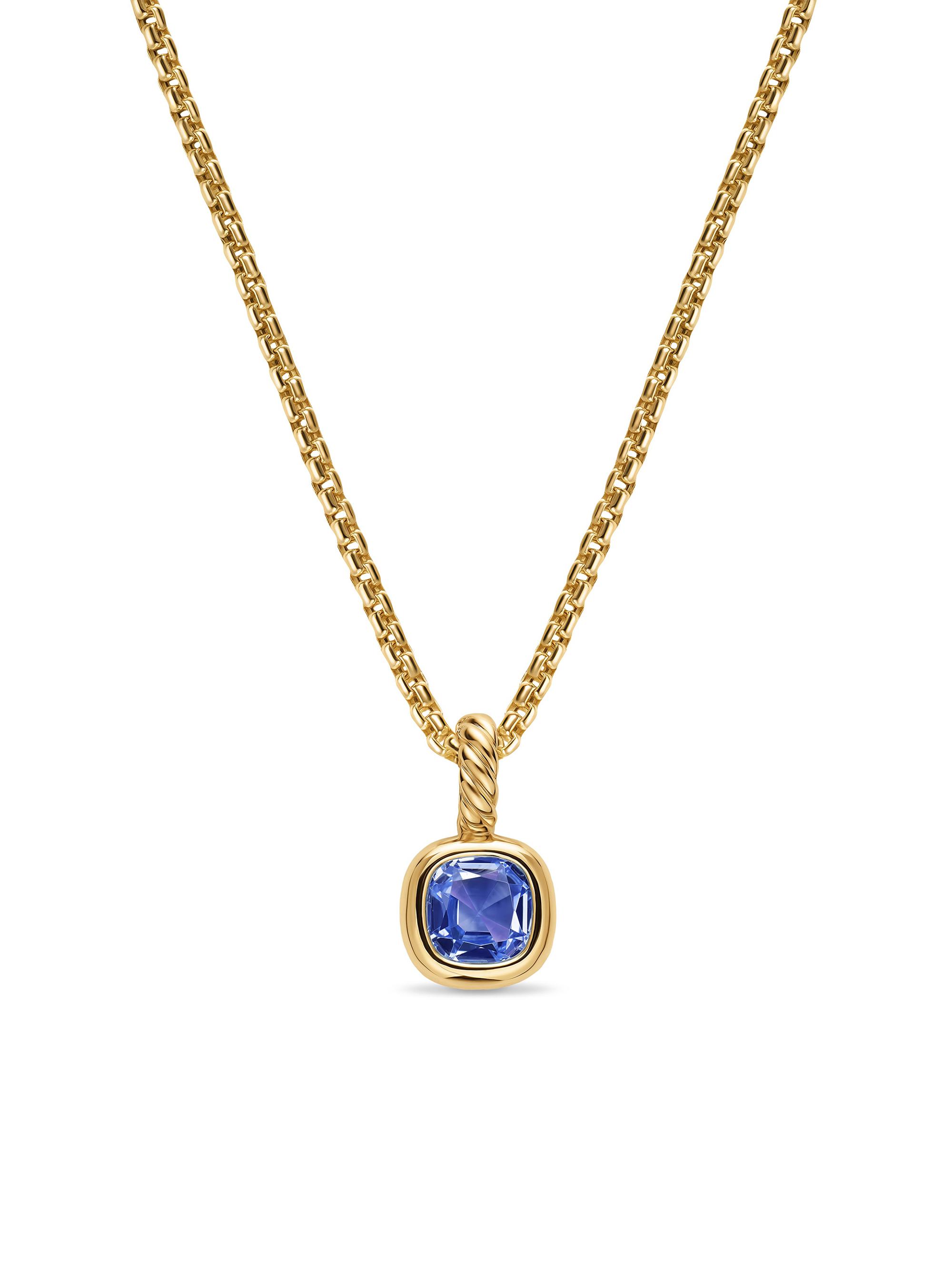 David Yurman Women's Mini Cushion Cut Amulet in 18K Yellow Gold - Tanzanite