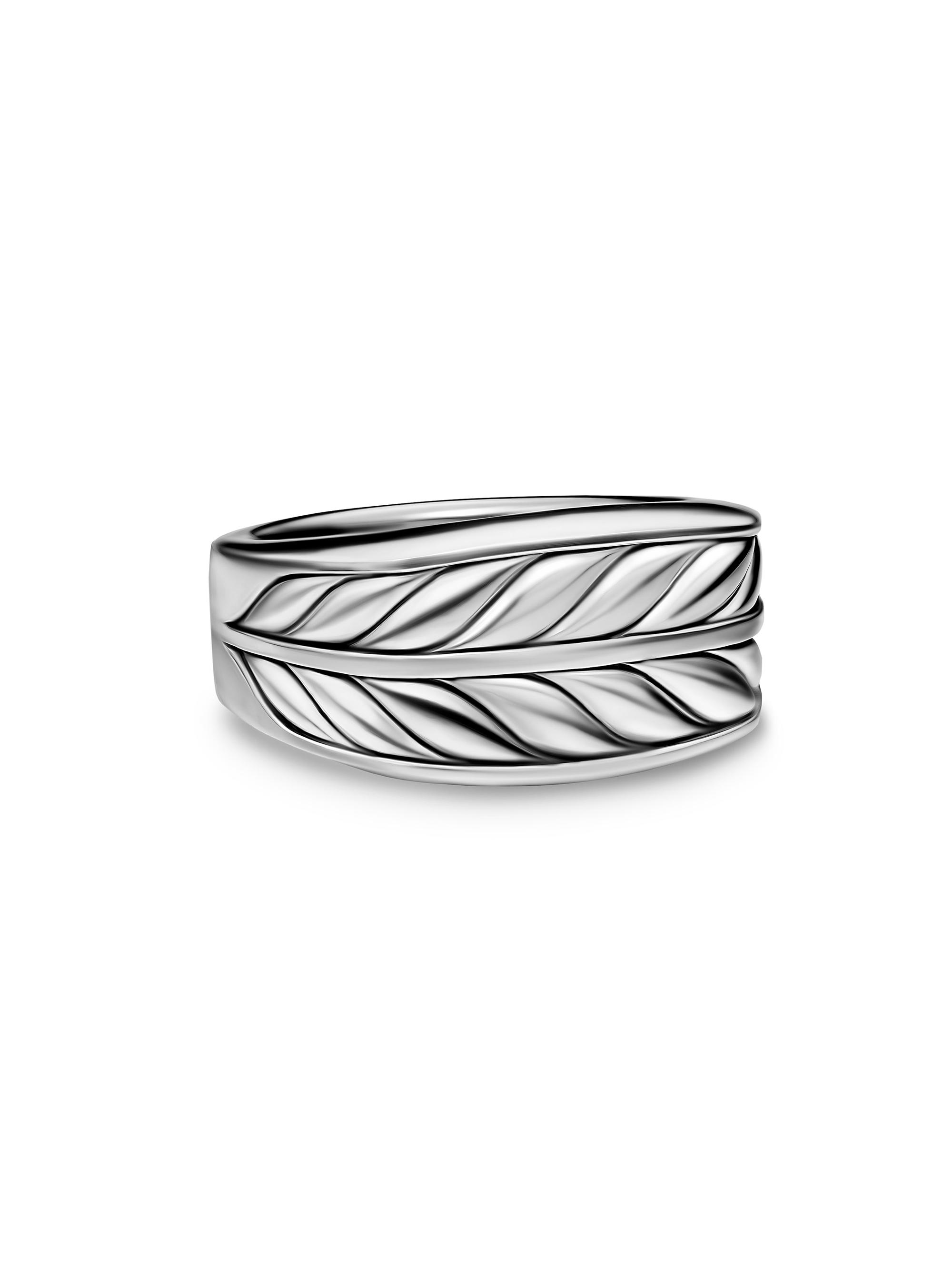 David Yurman Men's Chevron Three Sided Signet Ring in Sterling Silver, 12.5MM - Silver