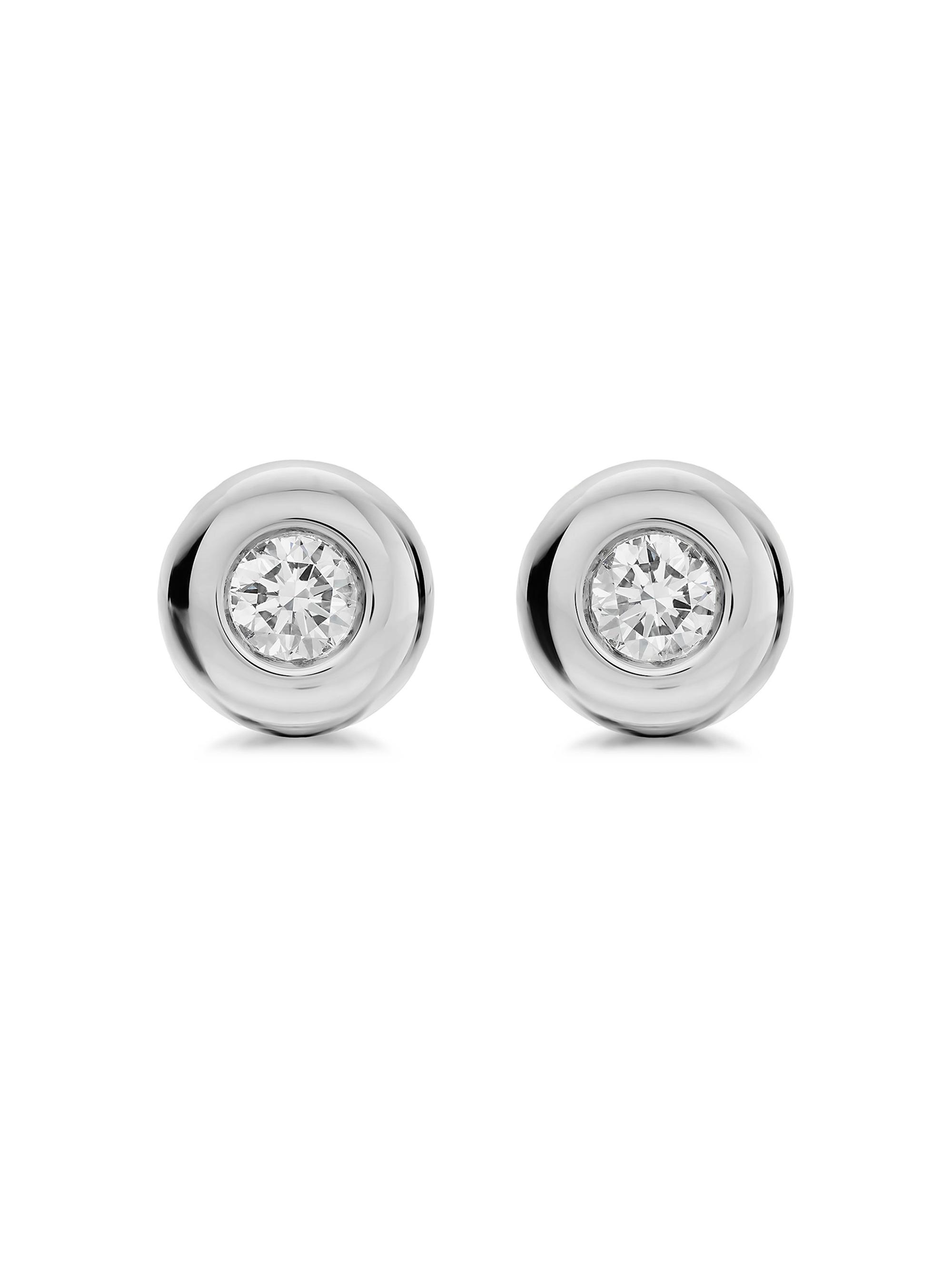 David Yurman Women's Bezel Set Stud Earrings in Sterling Silver with Diamonds, 6.4MM - Diamond
