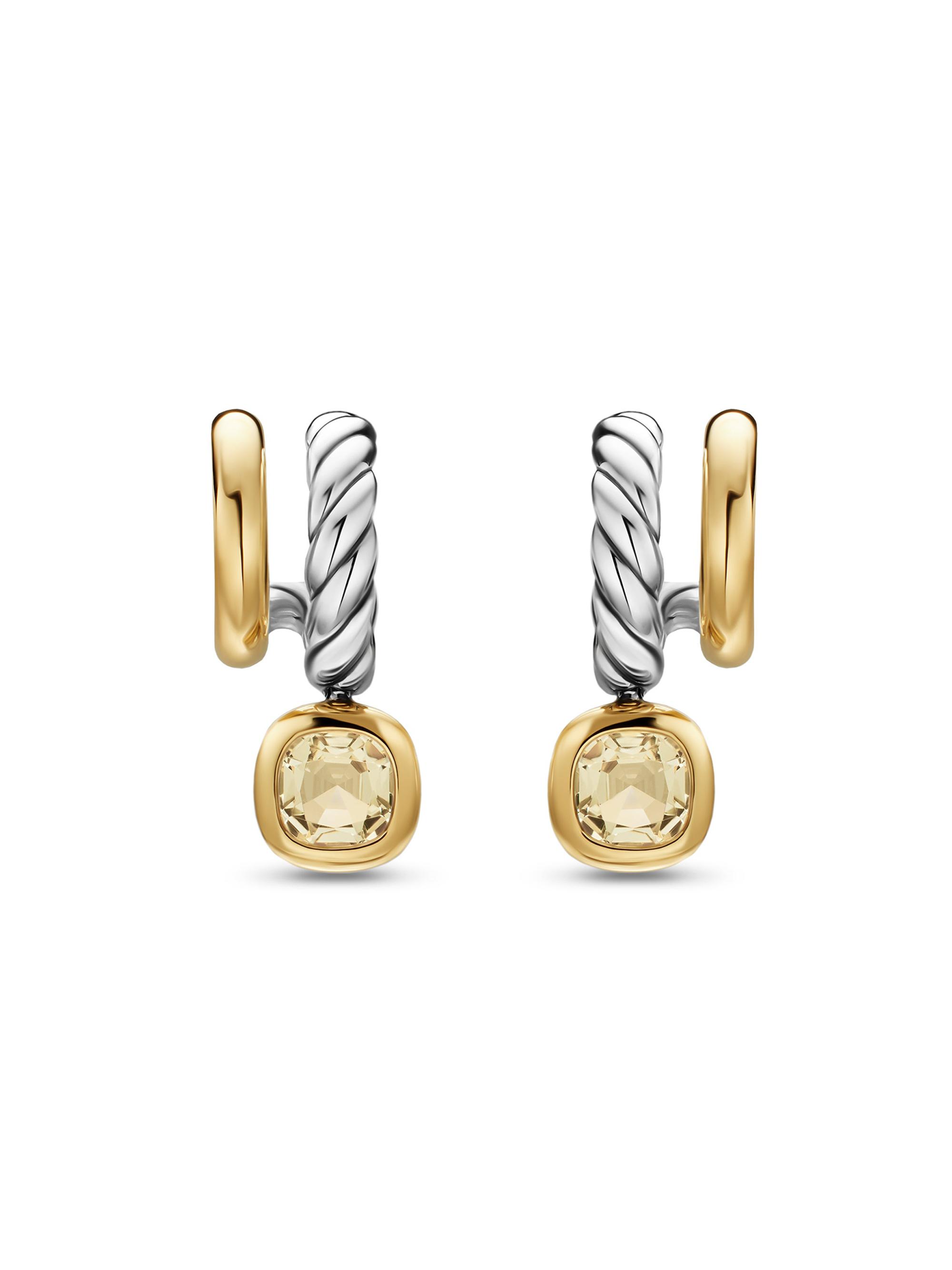 David Yurman Women's DY Mercer Color Two Row Drop Earrings in Sterling Silver - Champagne Citrine