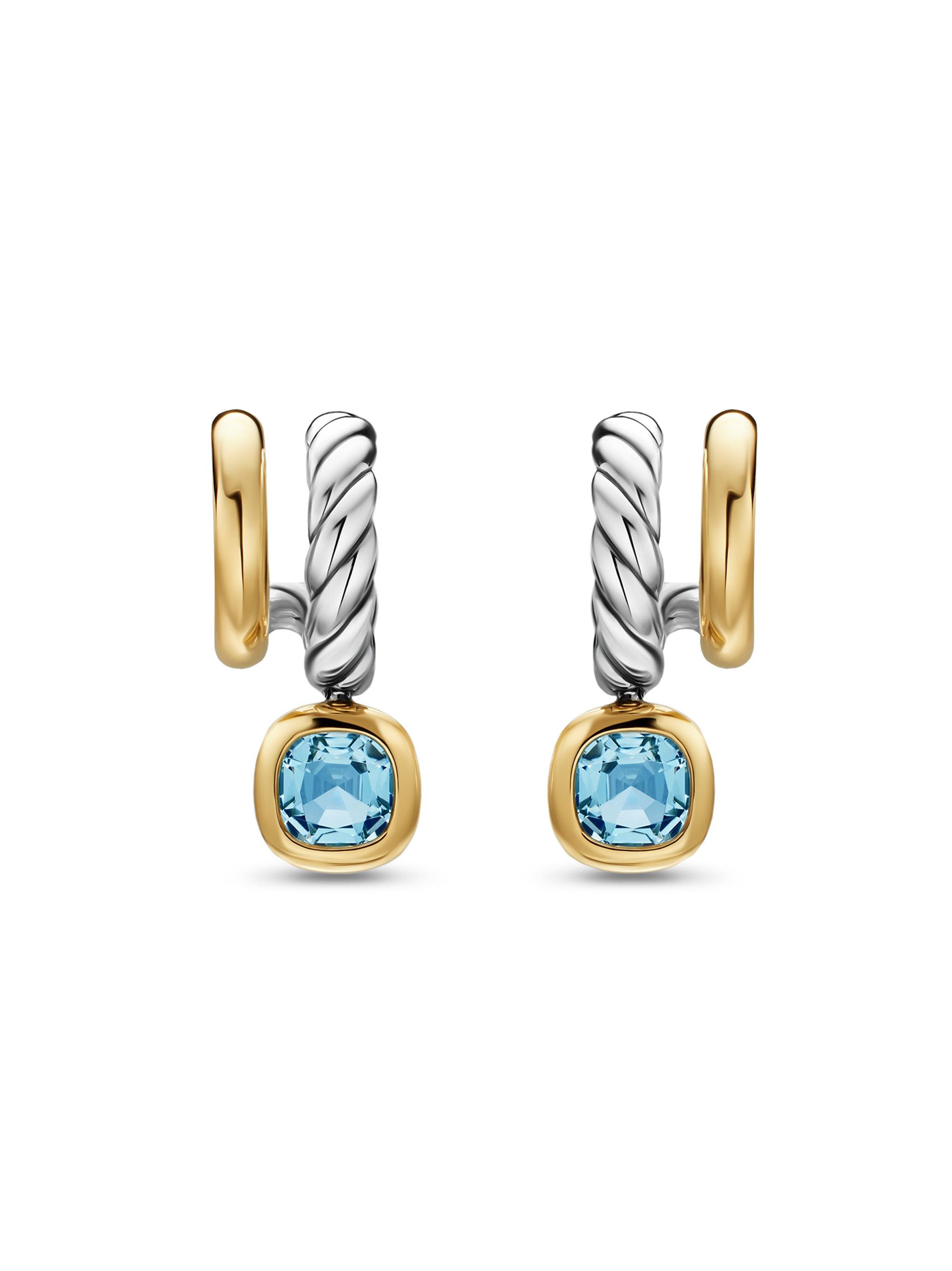 David Yurman Women's DY Mercer Color Two Row Drop Earrings in Sterling Silver - Sky Blue Topaz