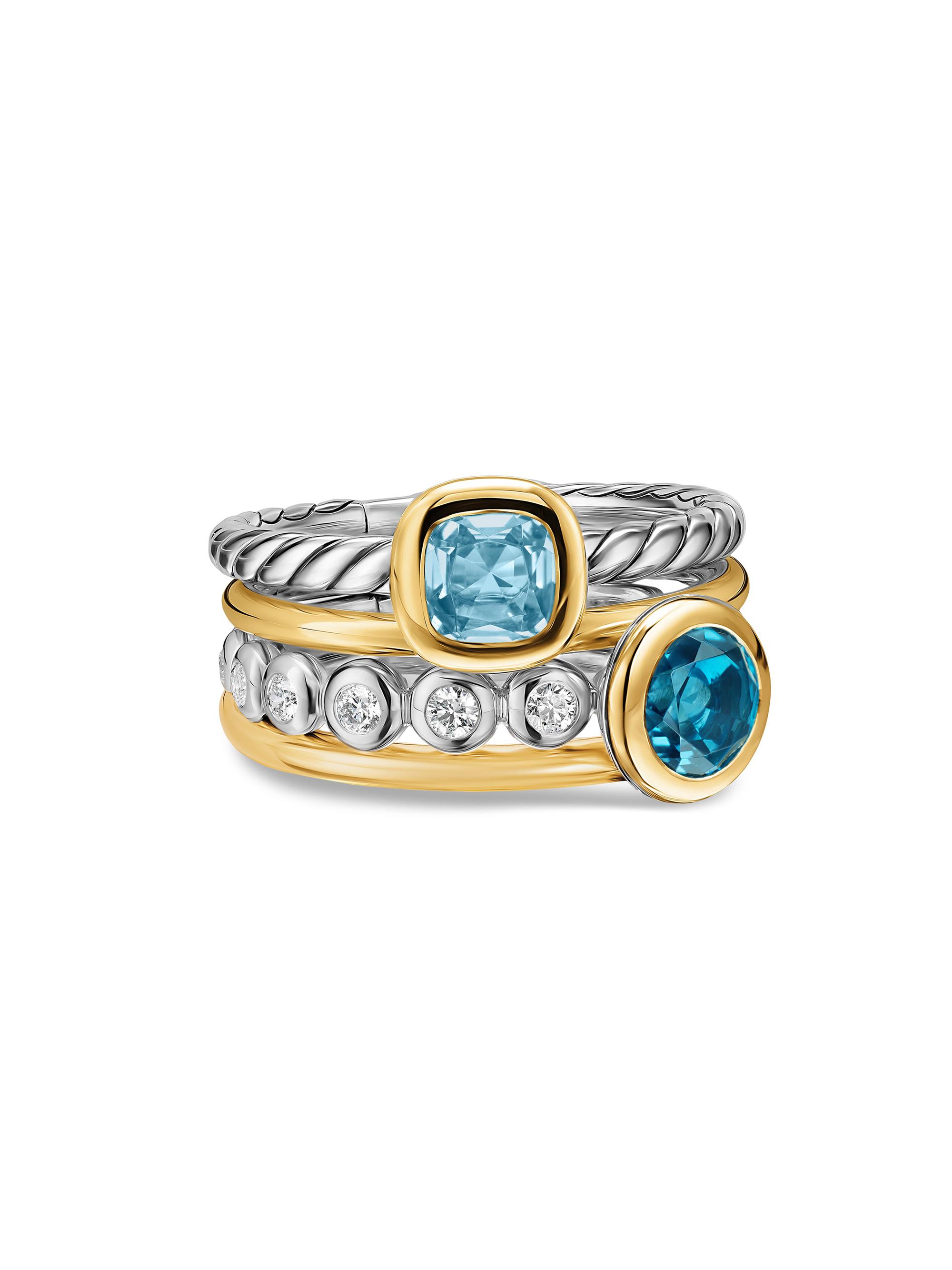 David Yurman Women's DY Mercer Color Stone Multi Row Ring in Sterling Silver - Champagne Citrine