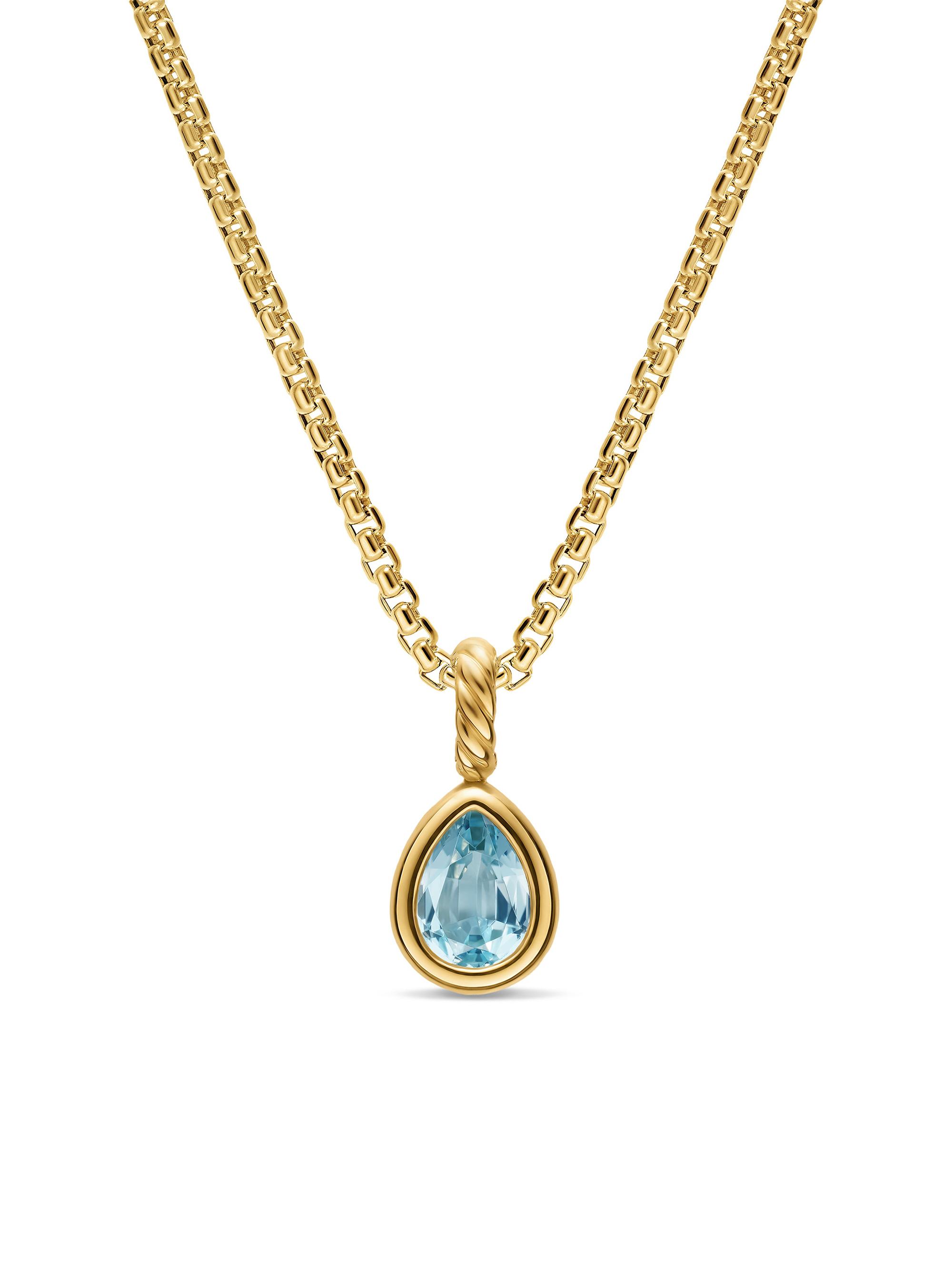 David Yurman Women's Mini Pear Cut Amulet in 18K Yellow Gold, 11MM - Sky Blue Topaz