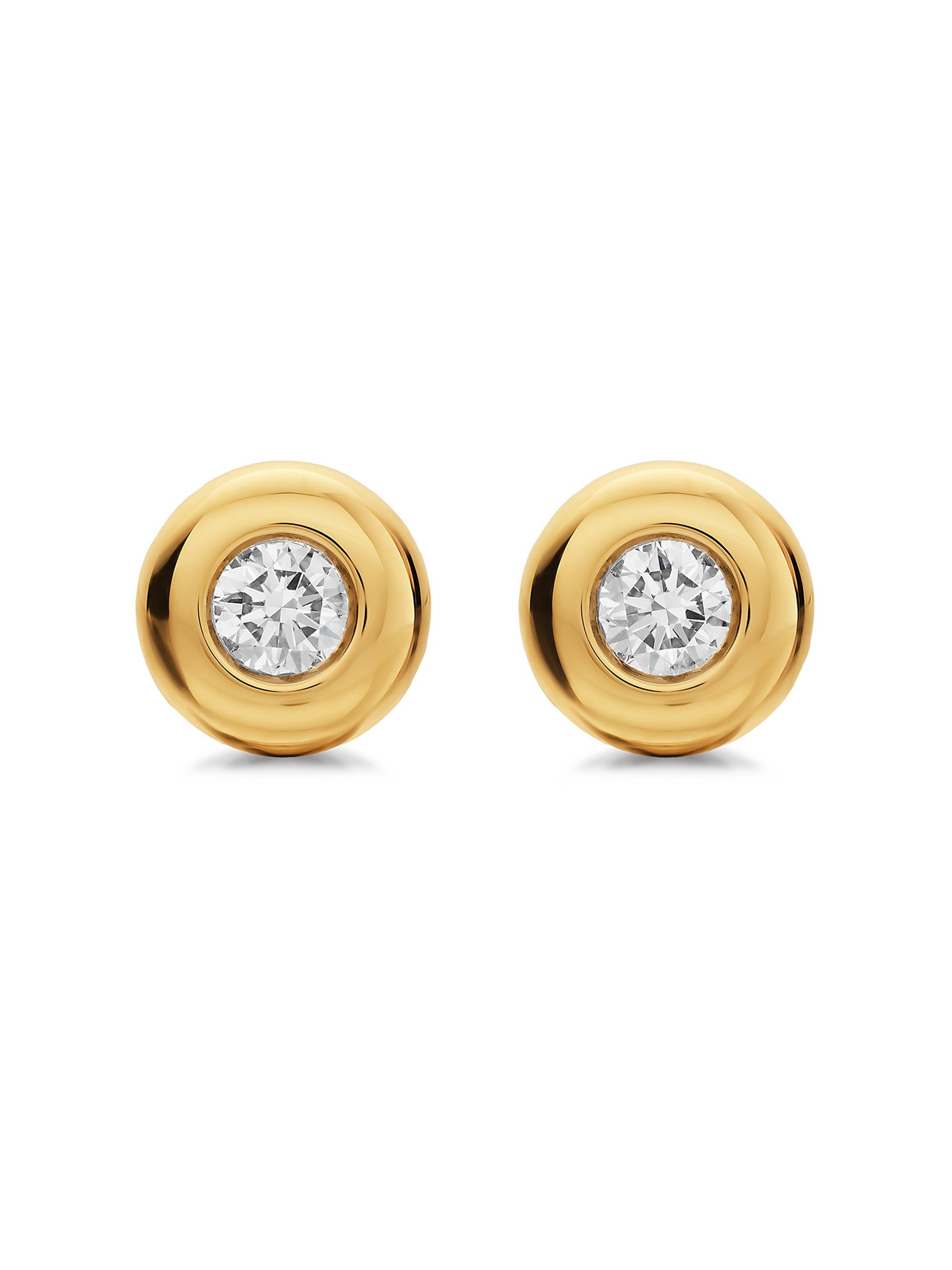 David Yurman Women's Bezel Set Stud Earrings in 18K Yellow Gold with Diamonds, 6.4MM - Gold Diamond