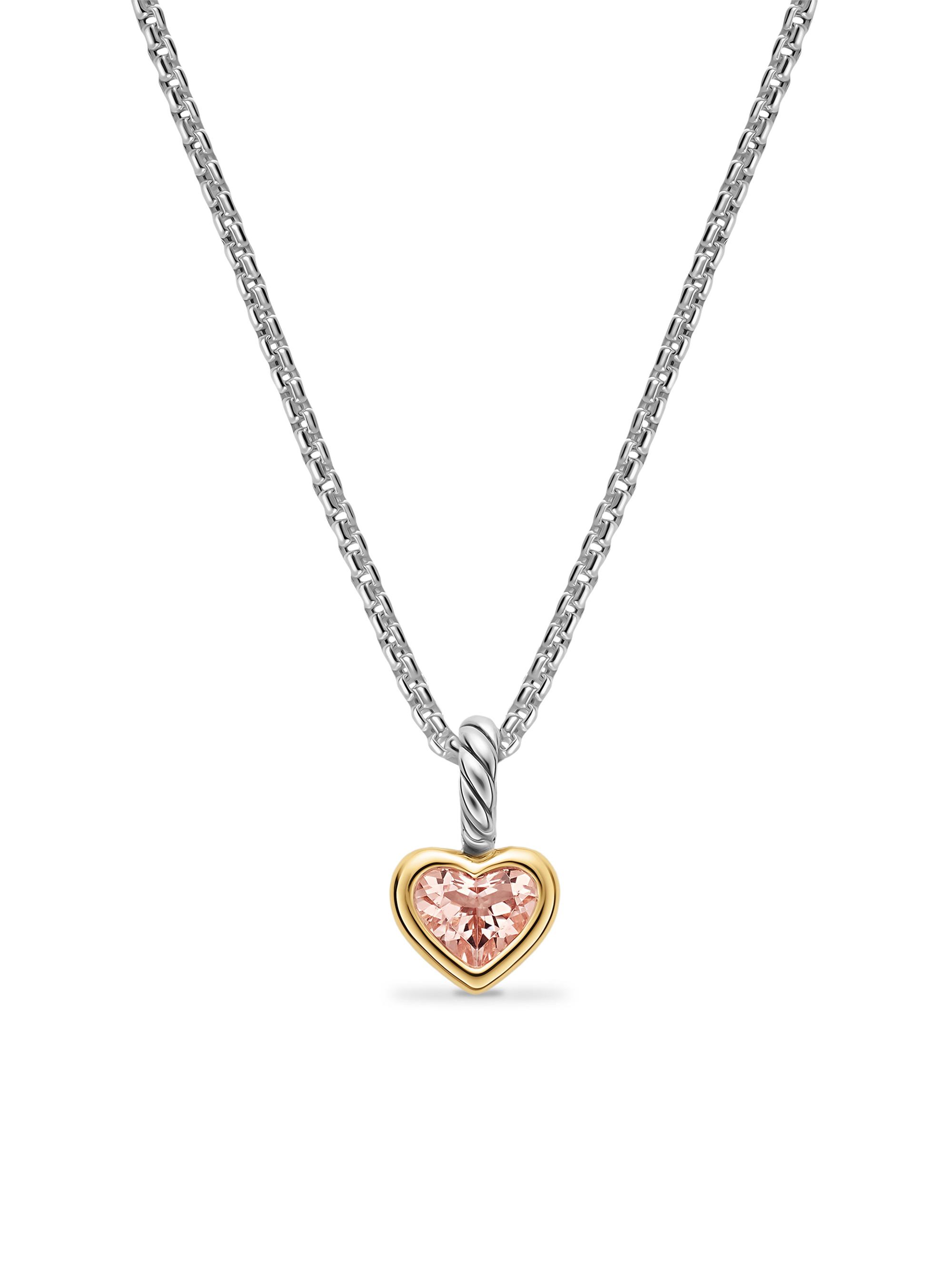 David Yurman Women's Mini Heart Amulet in Sterling Silver with 14K Yellow Gold, 7.2MM - Morganite