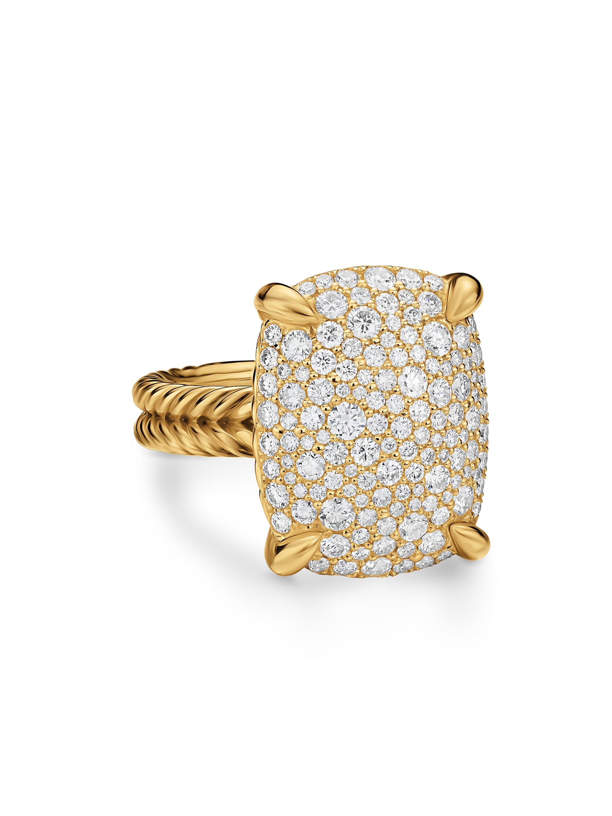 David Yurman Women's Chatelaine Elongated Ring in 18K Yellow Gold - Diamond