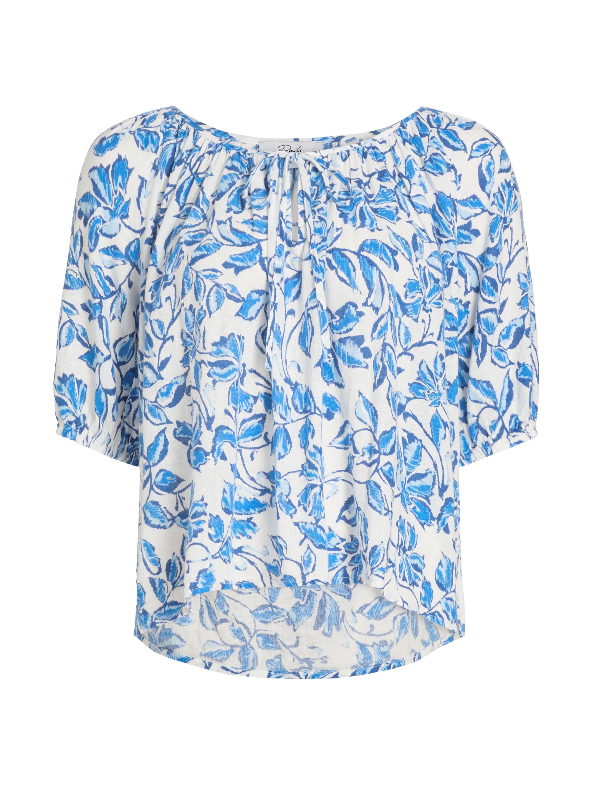 Rails Women's Kirstie Botanical Print Linen-Blend Top - Azure Jasmine