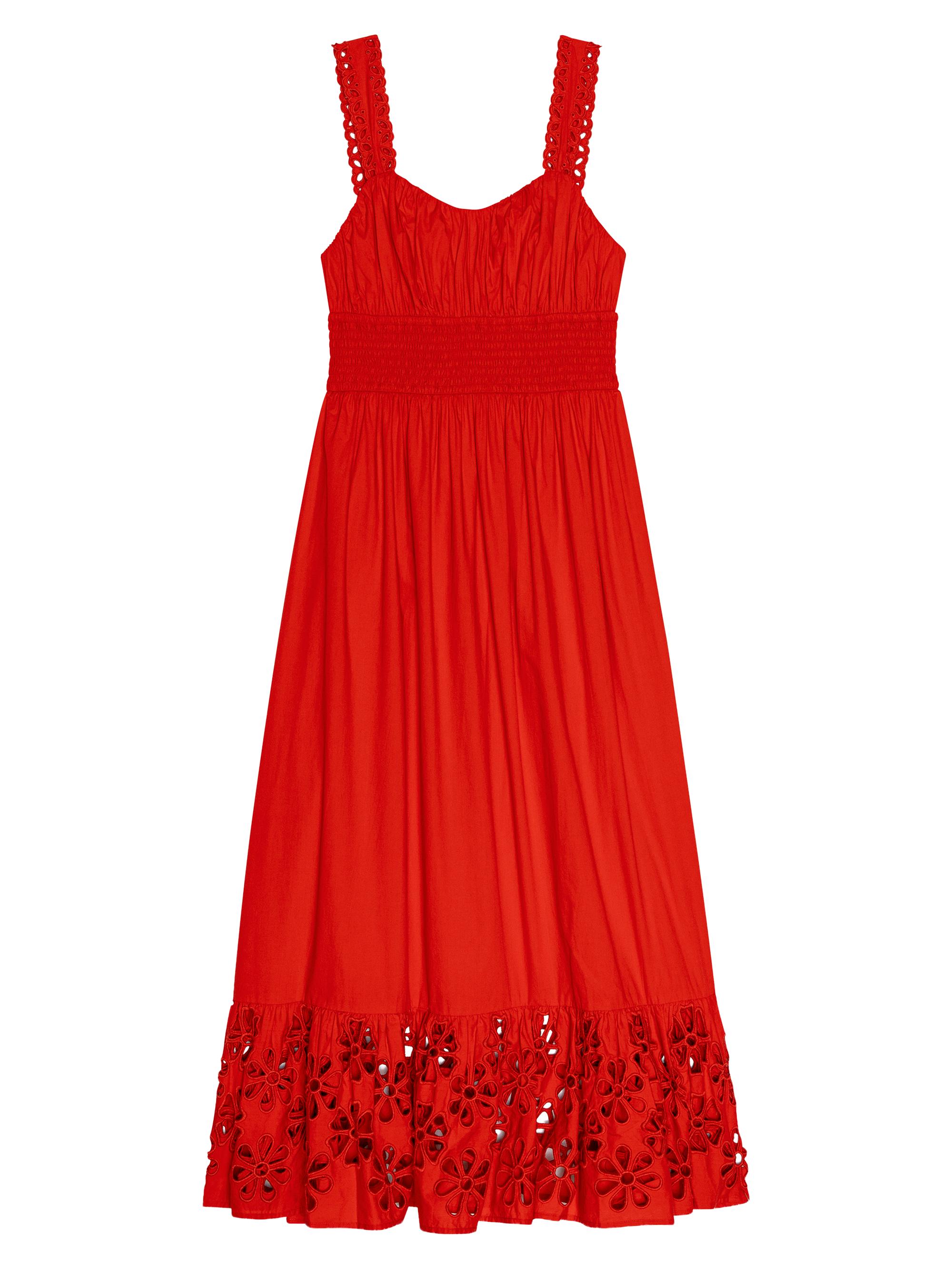 Rails Women's Moira Embroidered Shirred Midi-Dress - Scarlet
