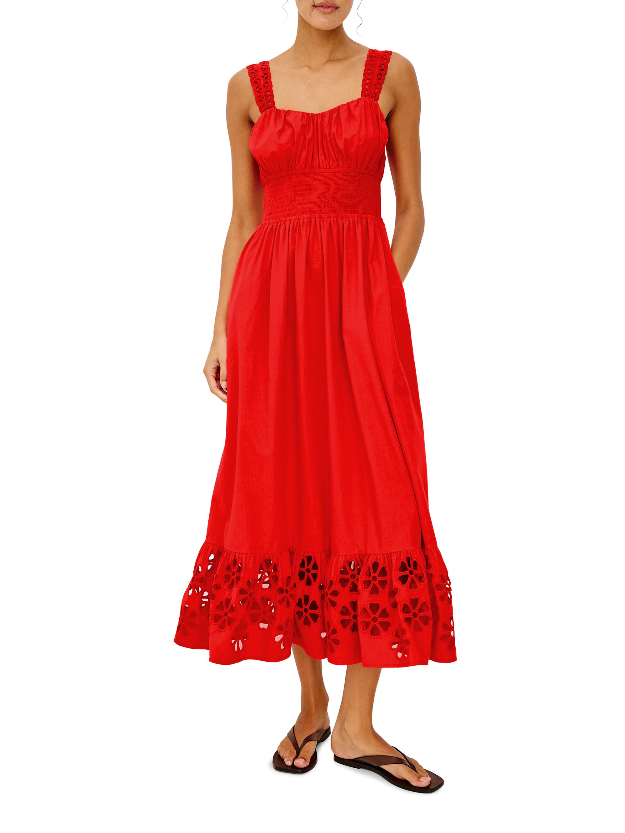 Rails Women's Moira Embroidered Shirred Midi-Dress - Scarlet | Thumbnail 2