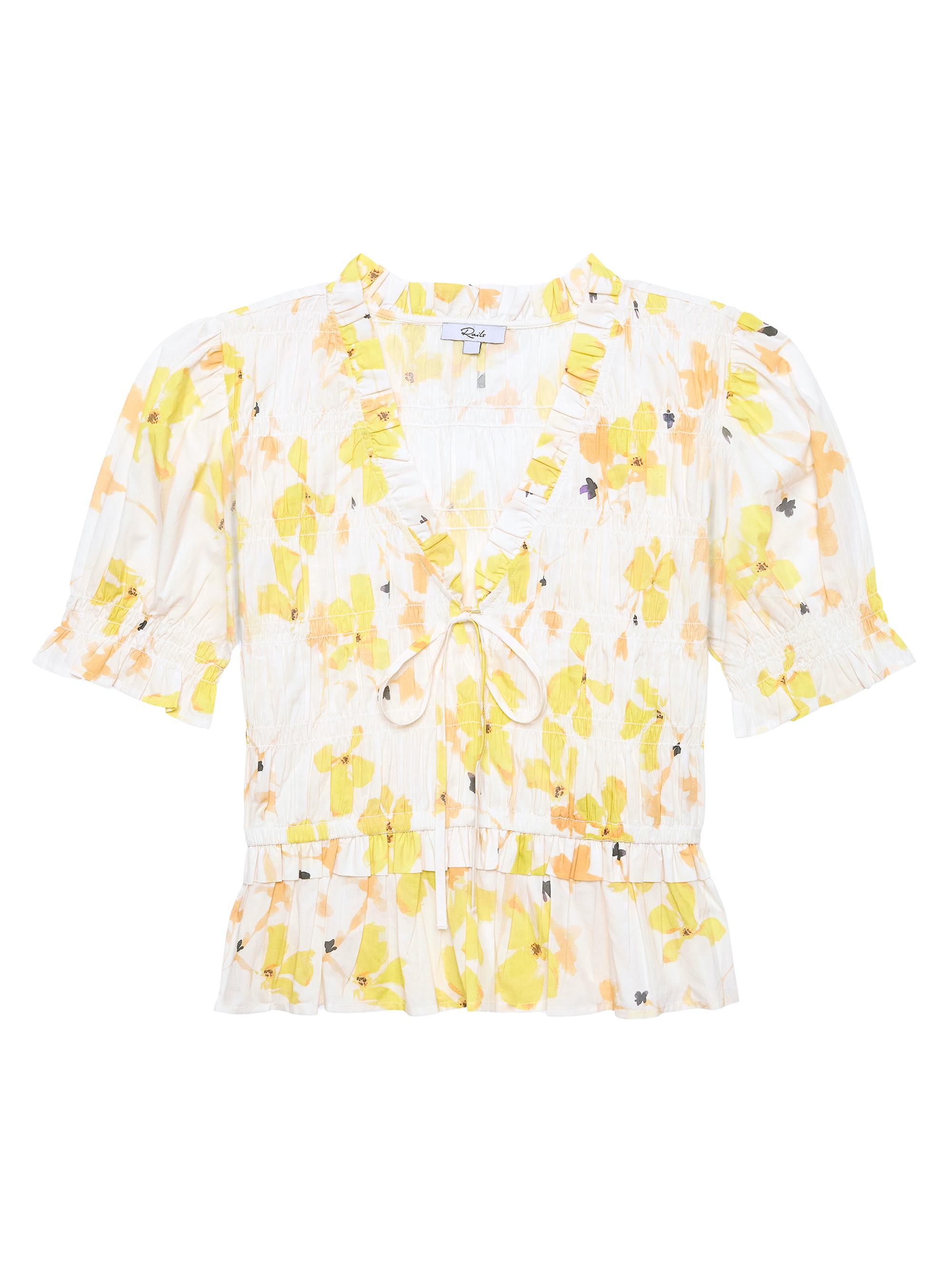 Rails Women's Fontane Floral Cotton Blouse - Tossed Daffodils
