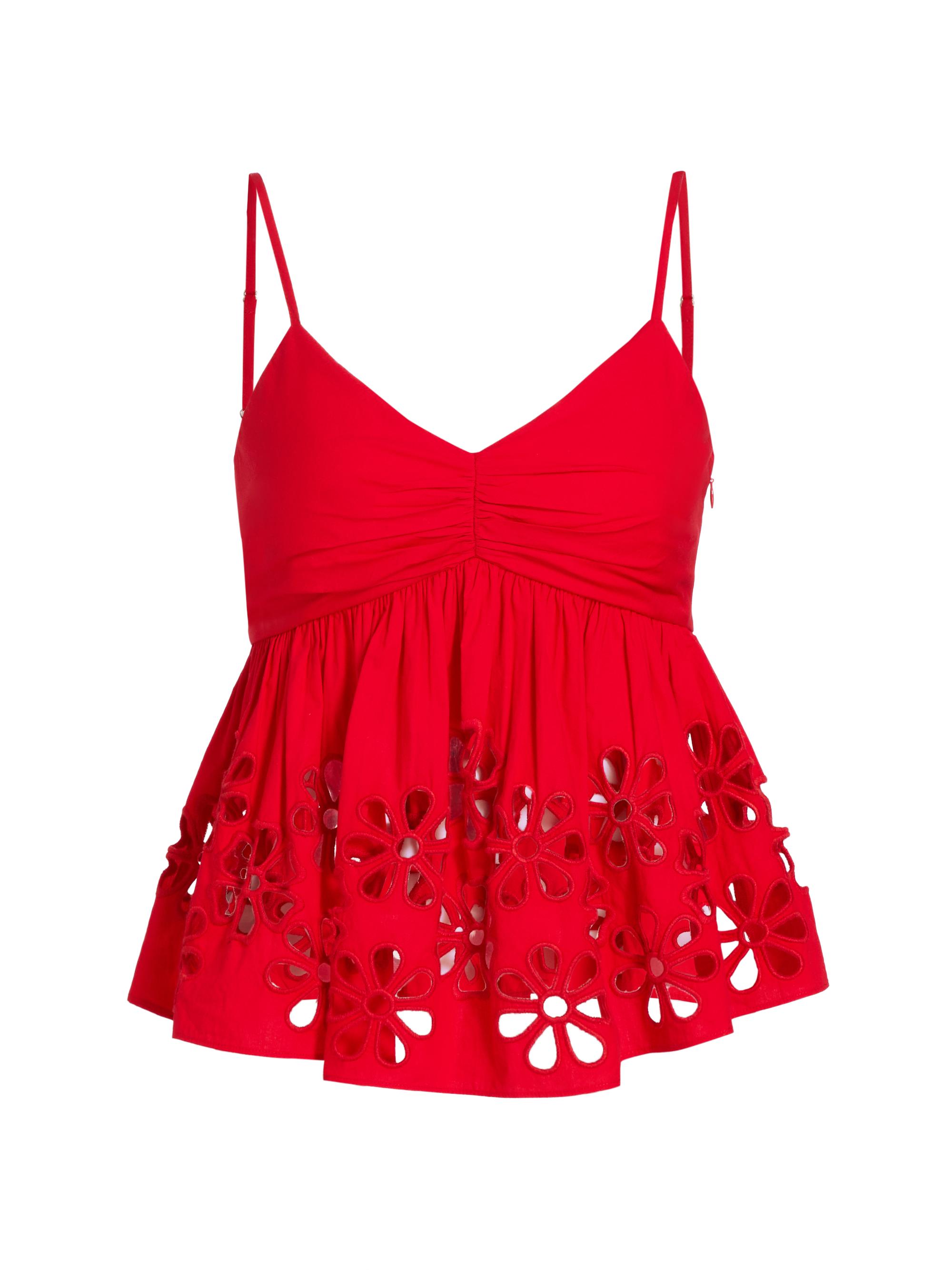 Rails Women's Meru Embroidered Cut-Out Tank - Scarlet