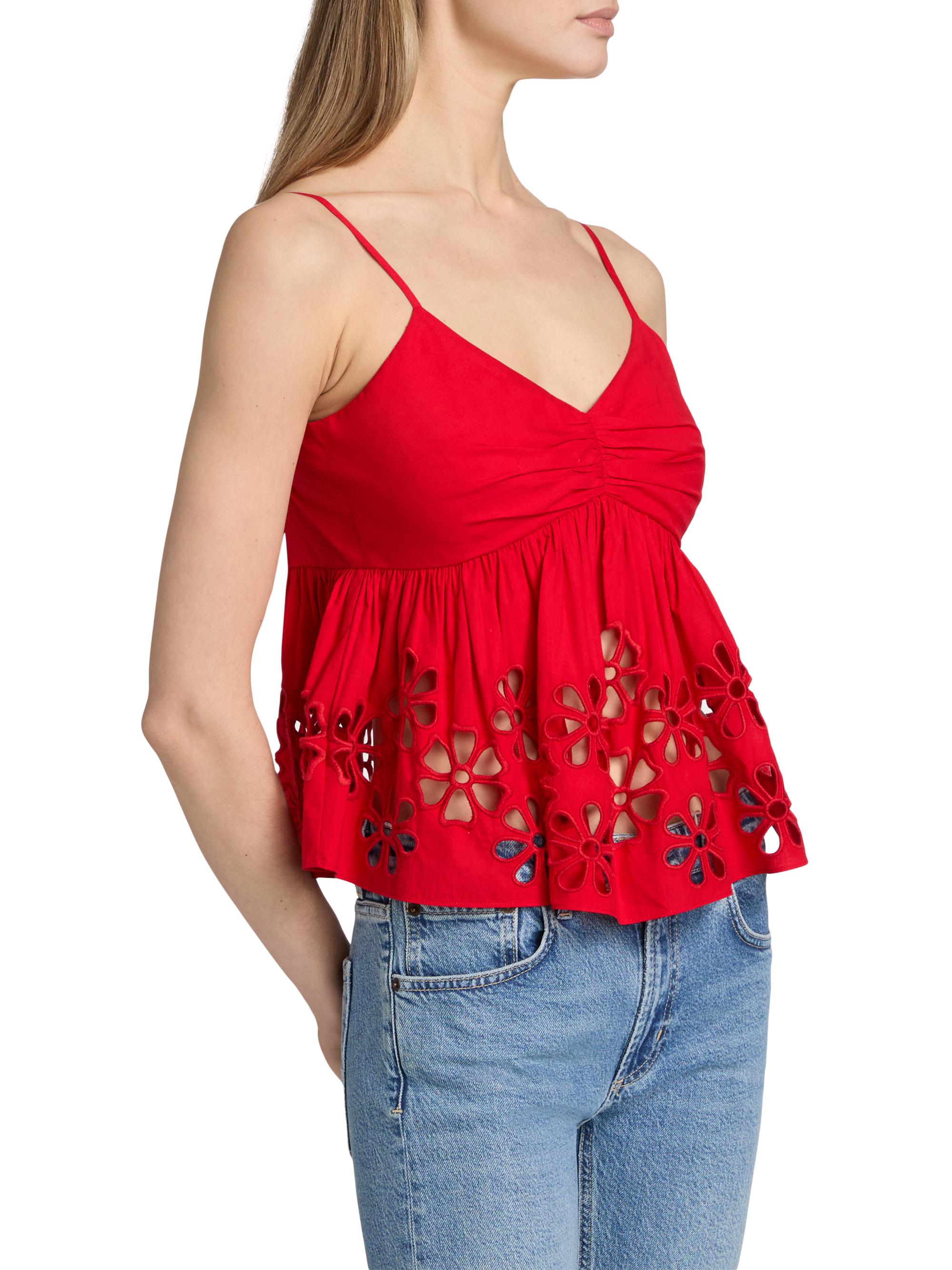 Rails Women's Meru Embroidered Cut-Out Tank - Scarlet | Thumbnail 4