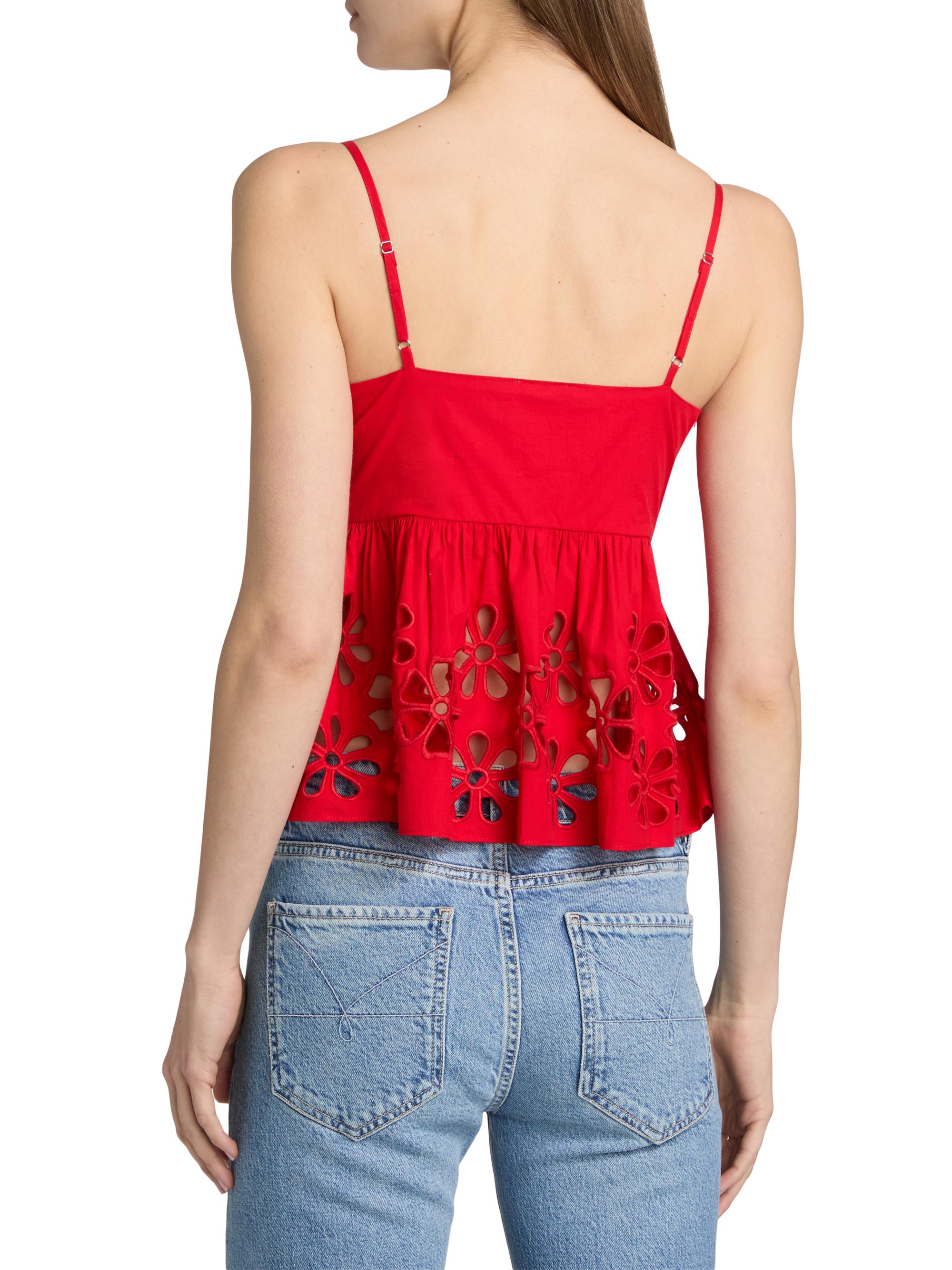 Rails Women's Meru Embroidered Cut-Out Tank - Scarlet | Thumbnail 5