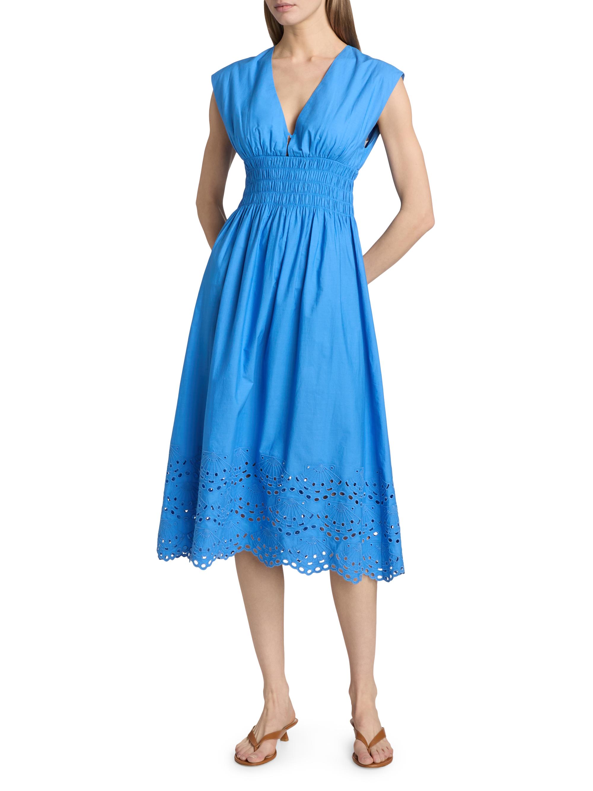 Rails Women's Roxanne Cotton Embroidered Midi-Dress - Harbor Blue | Thumbnail 2