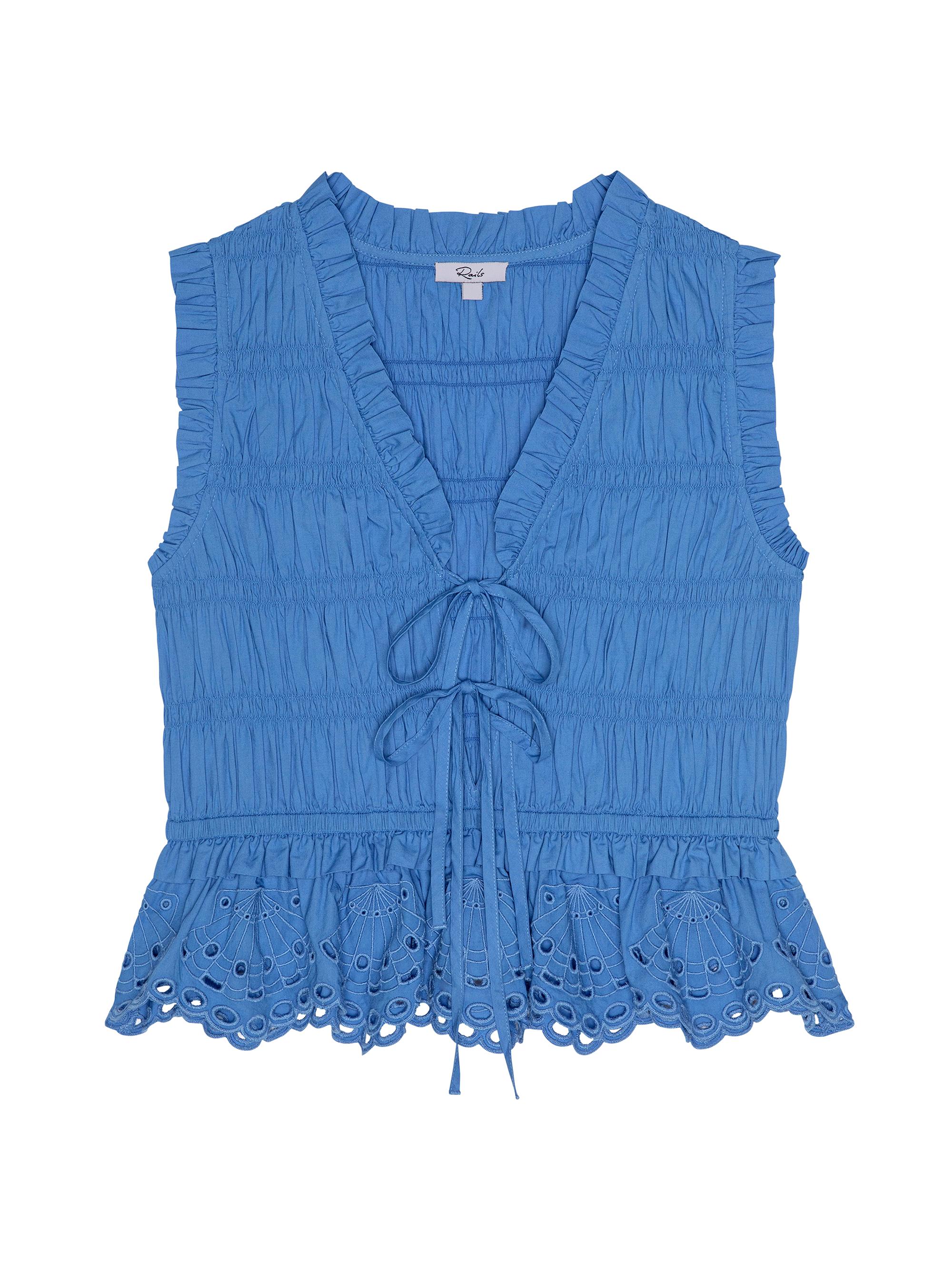 Rails Women's Martine Ruffle Peplum Top - Harbor Blue
