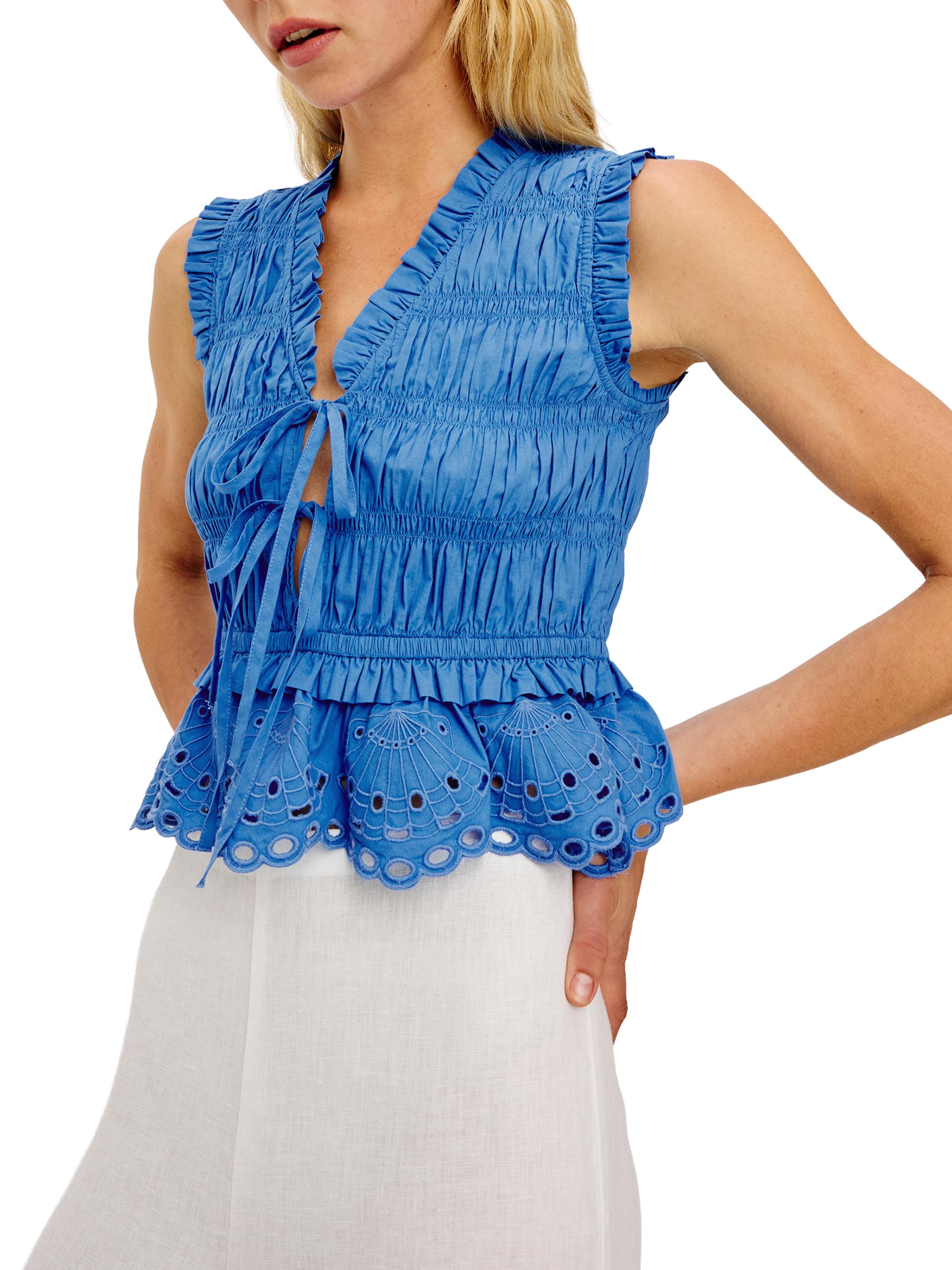 Rails Women's Martine Ruffle Peplum Top - Harbor Blue | Thumbnail 4