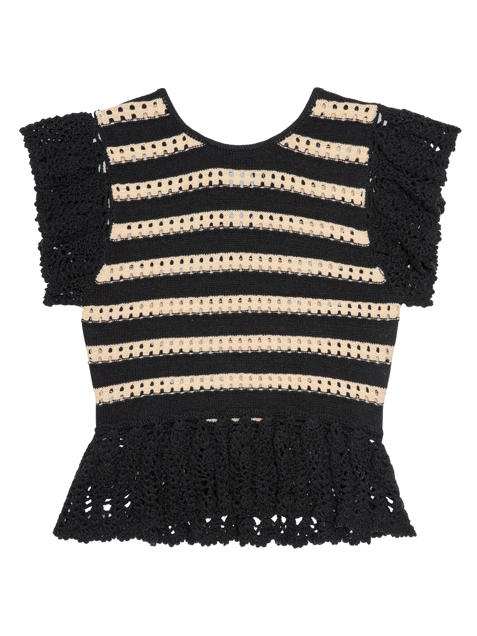 Rails Women's Coen Stripe Flutter-Sleeve Top - Black Oat Stripe