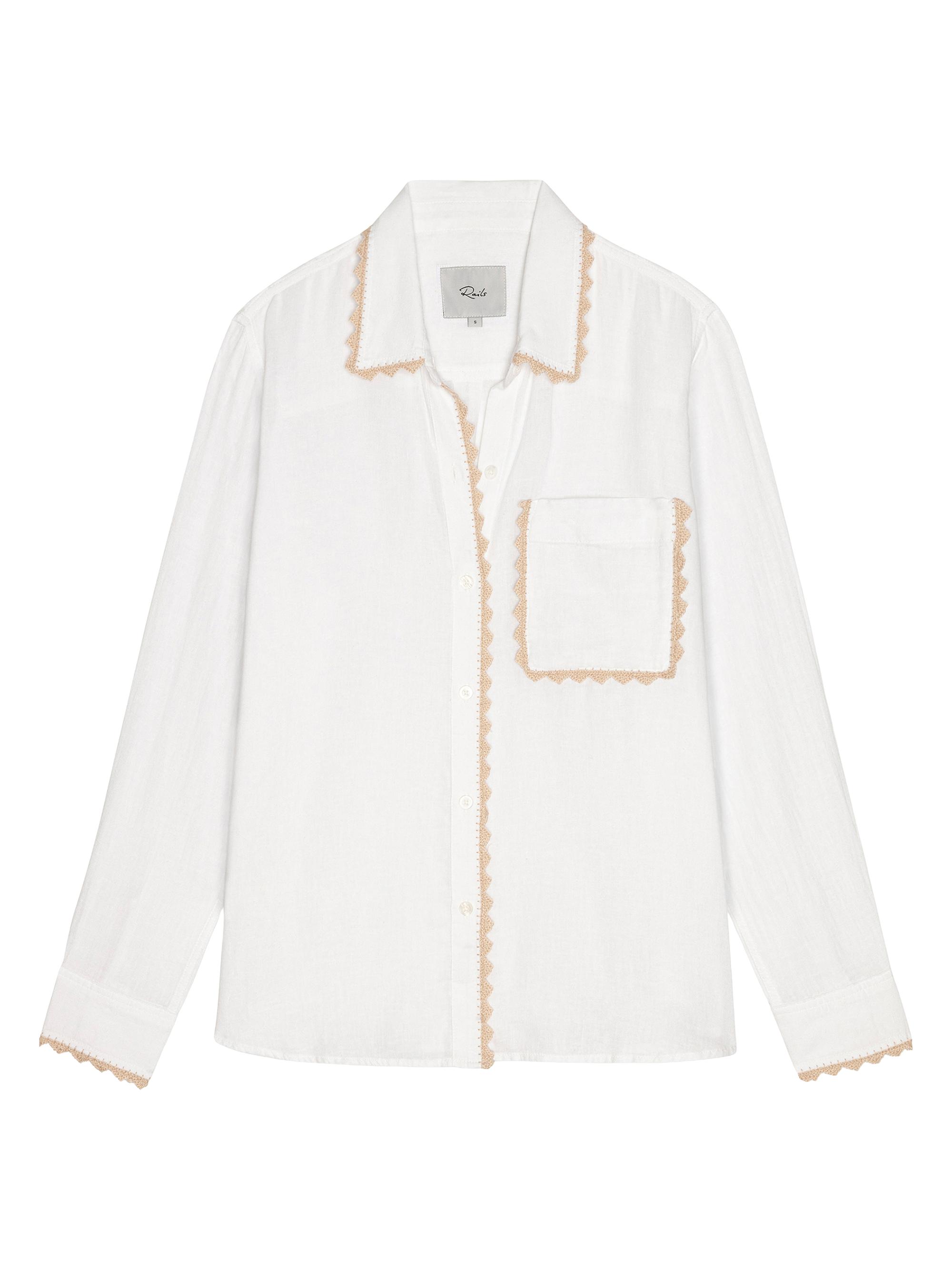 Rails Women's Saya Crochet Trim Button-Front Shirt - White