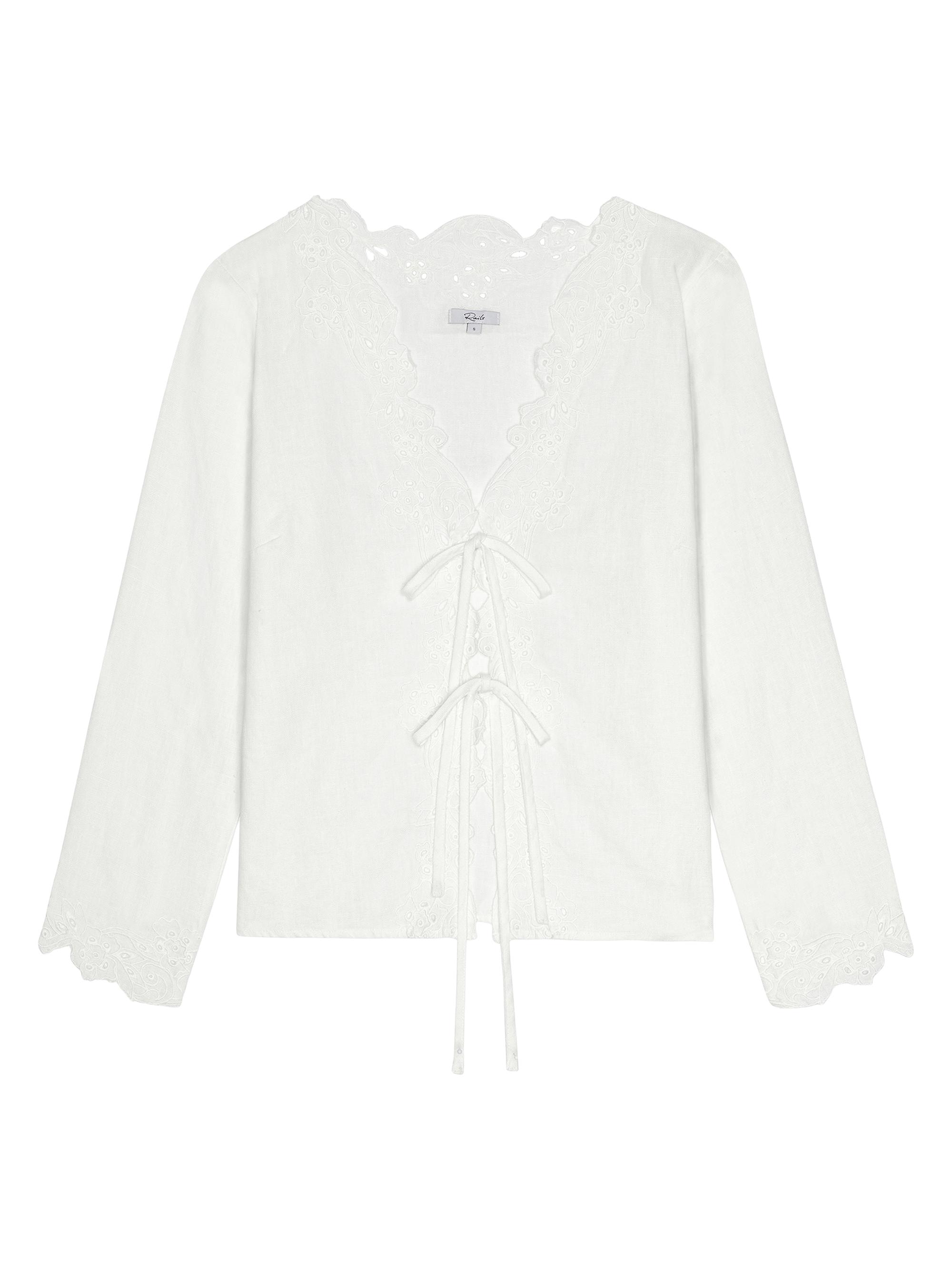 Rails Women's Fleur Embroidered Linen Blouse - White