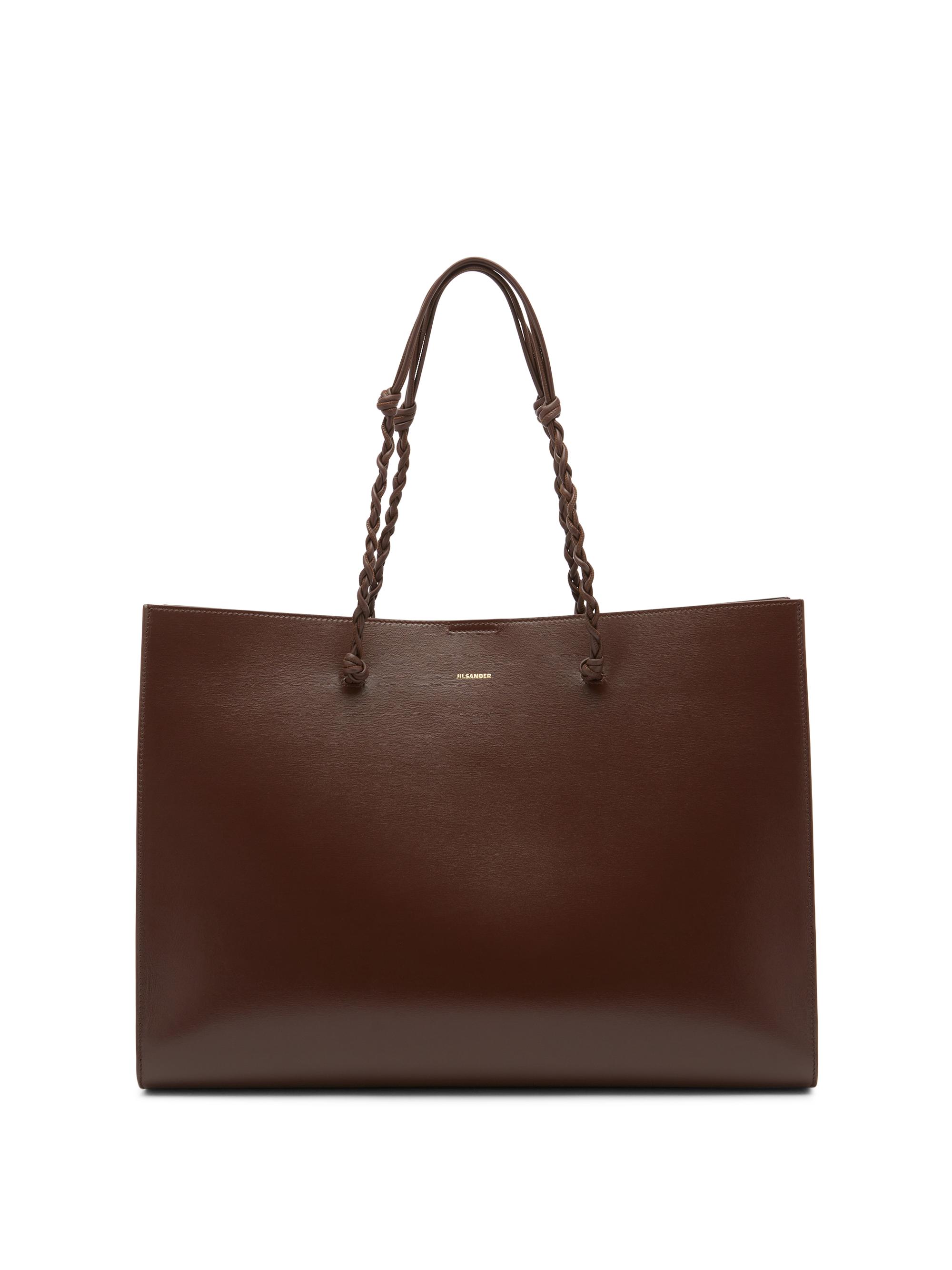 Jil Sander Women's Tangle East-West Leather Shopper Tote Bag - Dark Earth